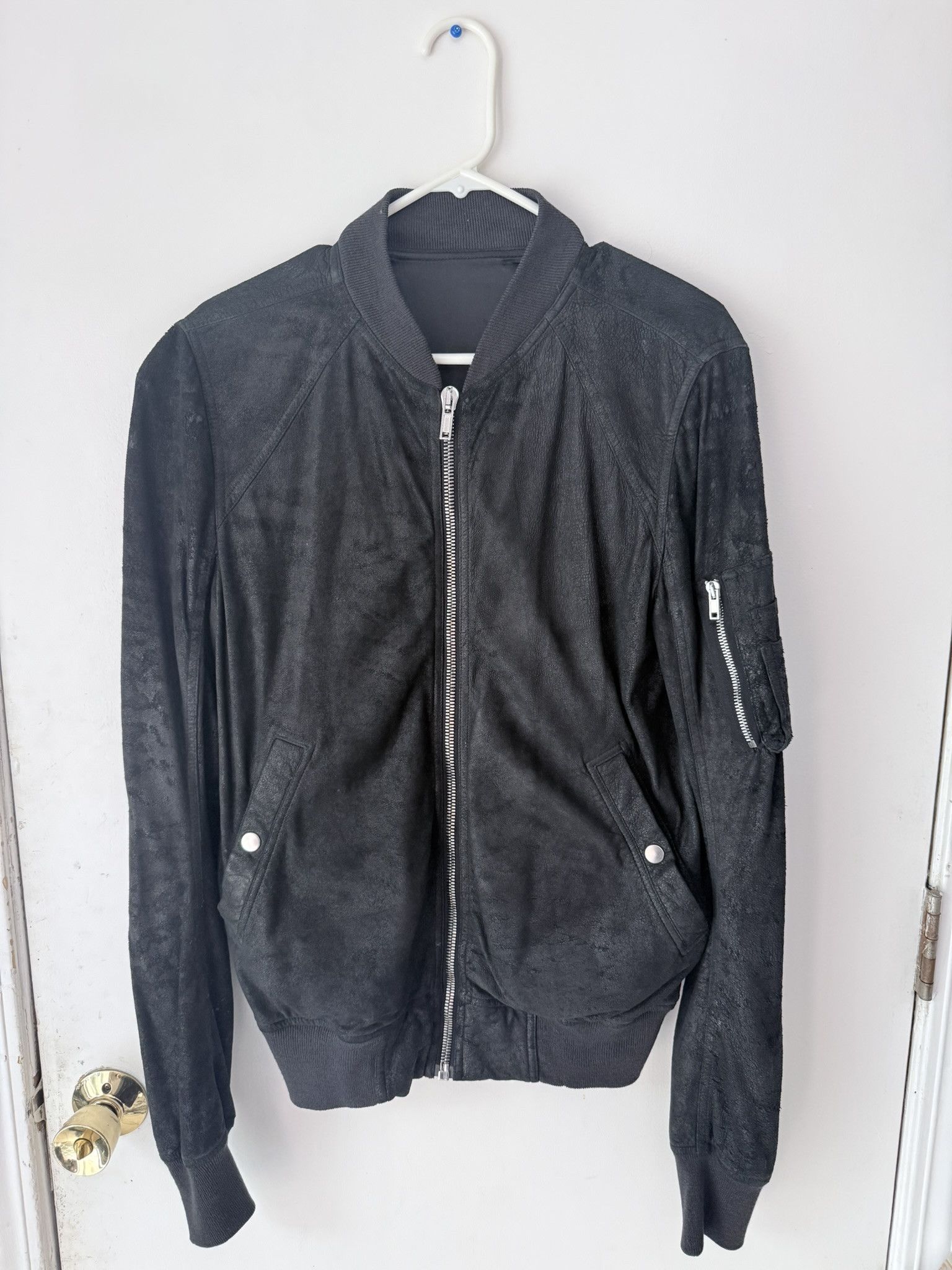 Rick Owens Rick Owens Lambskin Leather Bomber Jacket – 2016 – Black Size US M / EU 48-50 / 2 - 1 Thumbnail