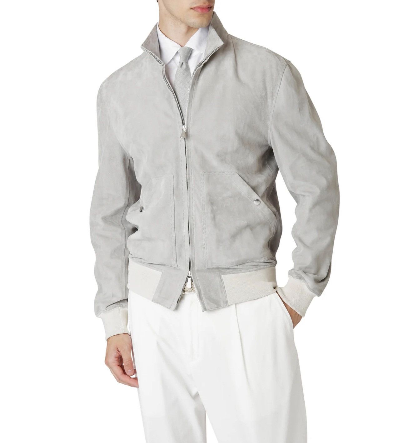 Eleventy Two-Buttoned-Pockets Suede Regular-Fit Leather Jacket Size US XL / EU 56 / 4 - 3 Thumbnail