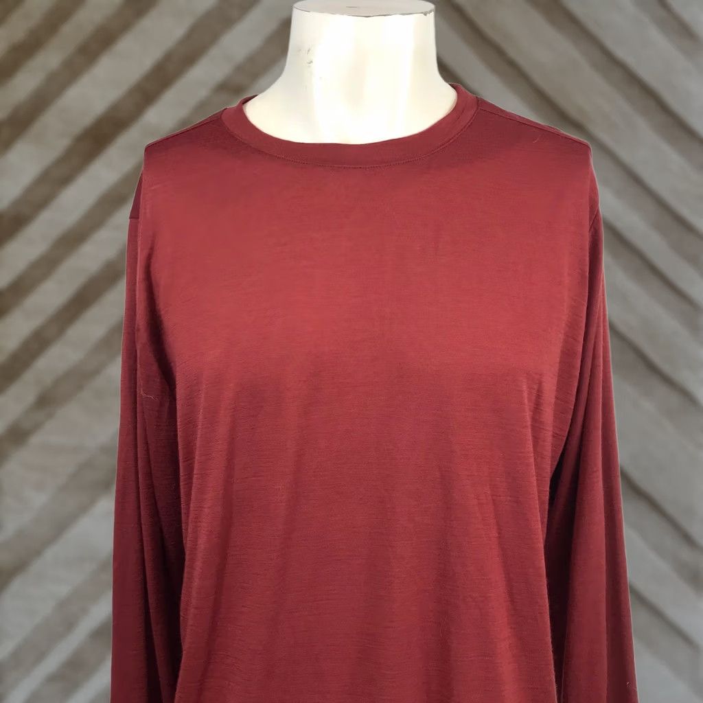 Vintage We Norwegians Mens XL Burgundy 100% Merino Wool Long Sleeve Crewneck Base Layer Shirt Size US XL / EU 56 / 4 - 1 Thumbnail