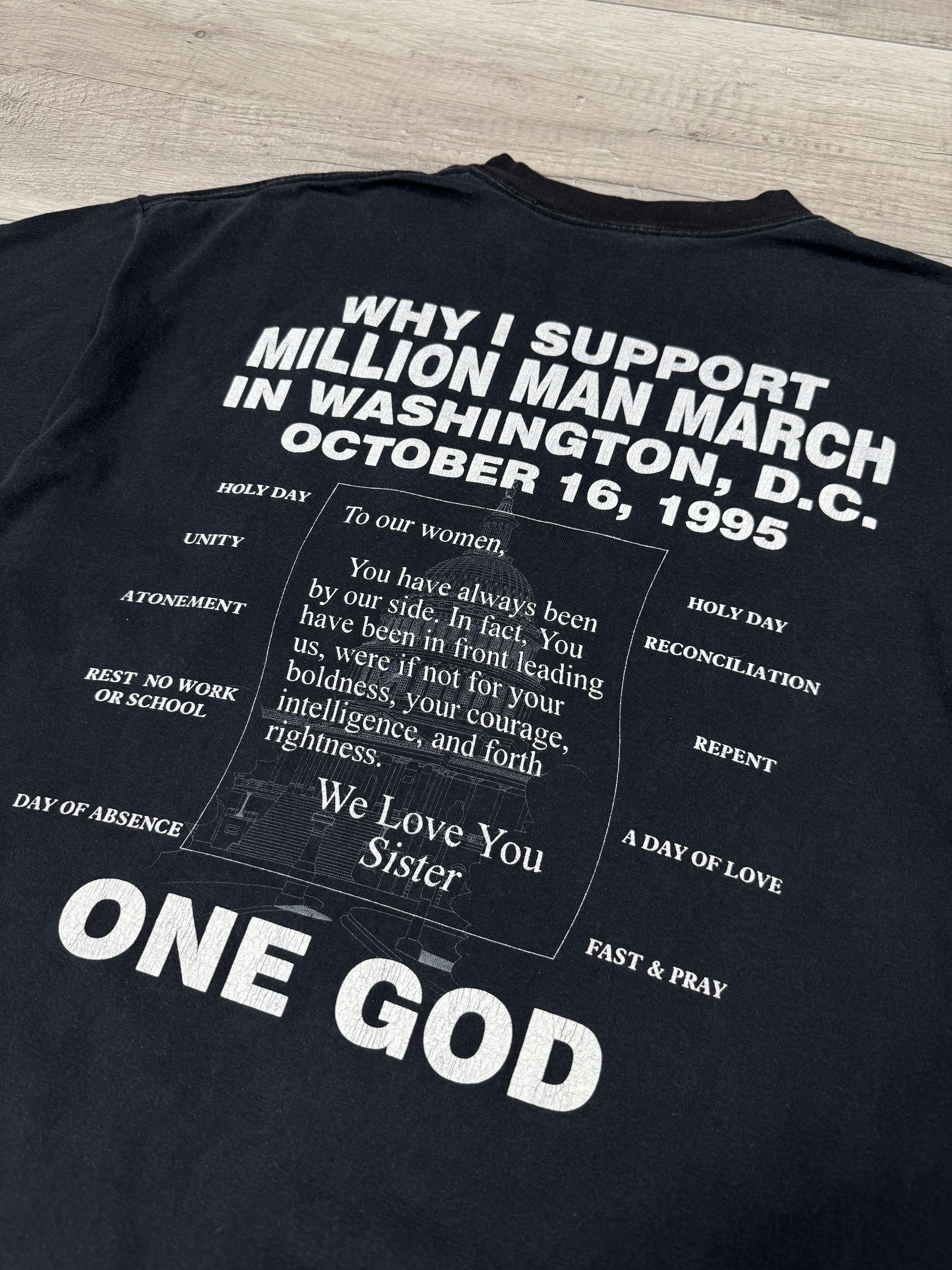 Vintage Million Man March One God October 16 1995 tee