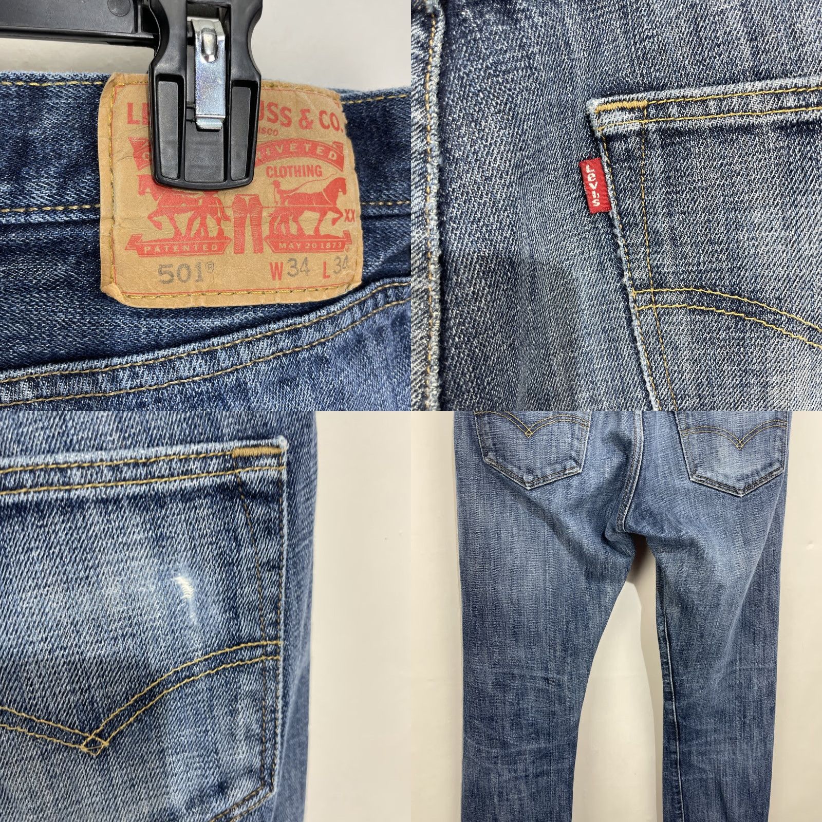 Levi's Levi's 501 Jeans Mens 34x34 Blue Denim Button Fly Distressed Casual Pants Size US 34 / EU 50 - 10 Thumbnail