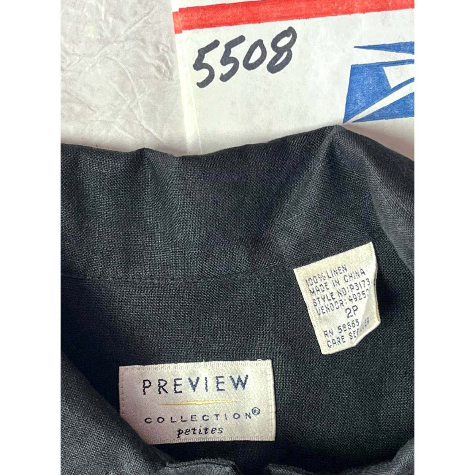Vintage Preview Collection Dress Shirt Dress Black Linen 2P Petite Women Long Button 100% Linen Size 2P Size XS / US 0-2 / IT 36-38 - 8 Thumbnail
