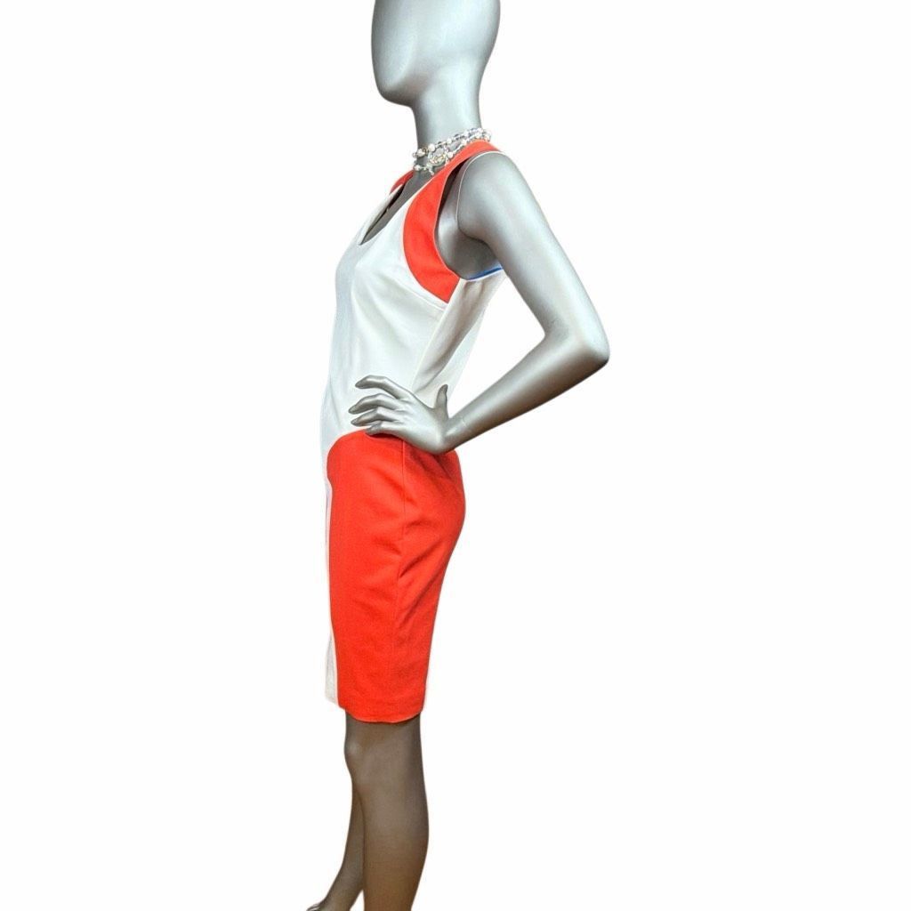 MSGM NWT MSGM Colorblock Bodycon Dress White Orange Sleeveless Italy 4 / 6 (068) Size M / US 6-8 / IT 42-44 - 4 Thumbnail