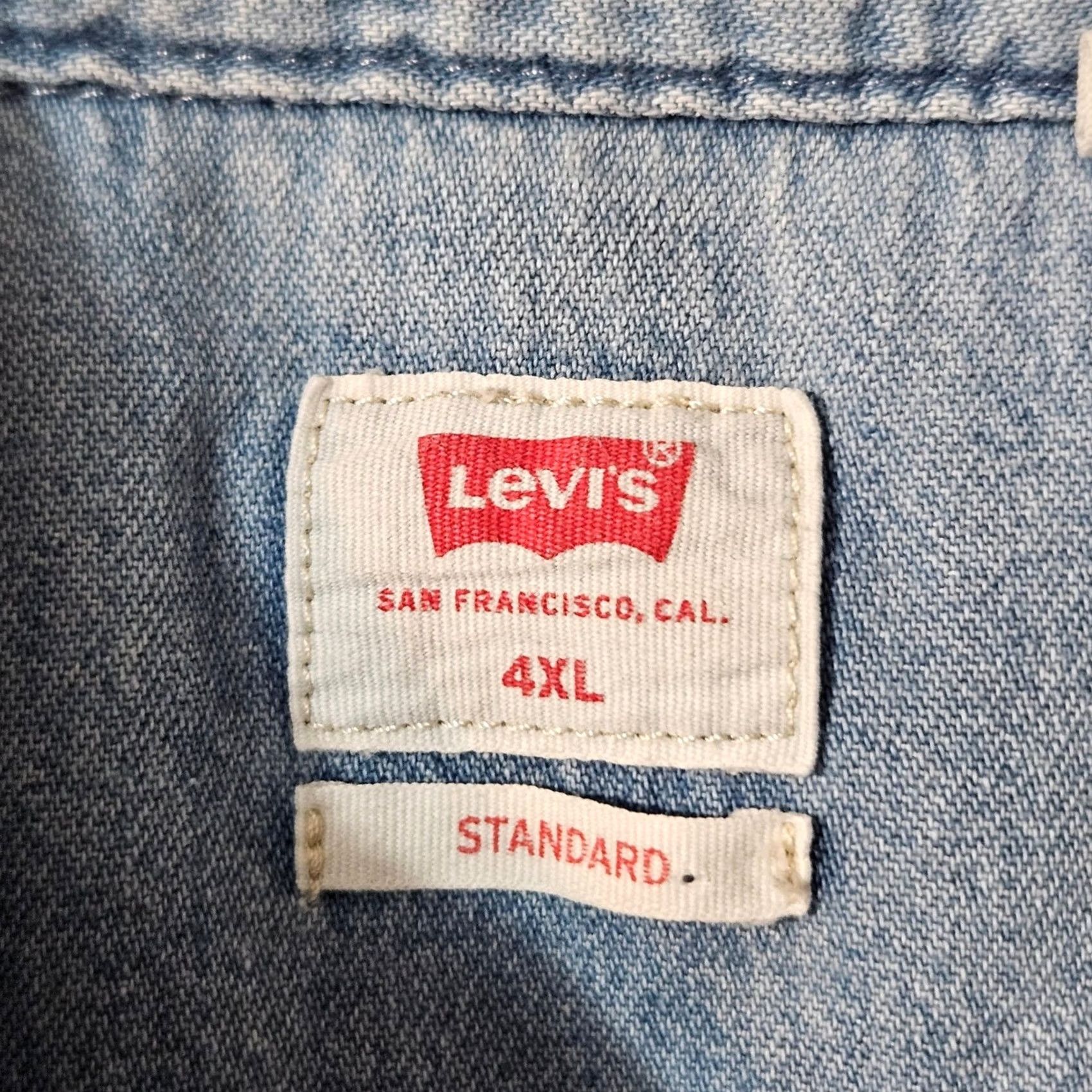 Levi's Levi's Mens Western Shirt Blue 4XL Long Sleeve Pearl Snap Button Size US XXL / EU 58 / 5 - 5 Thumbnail