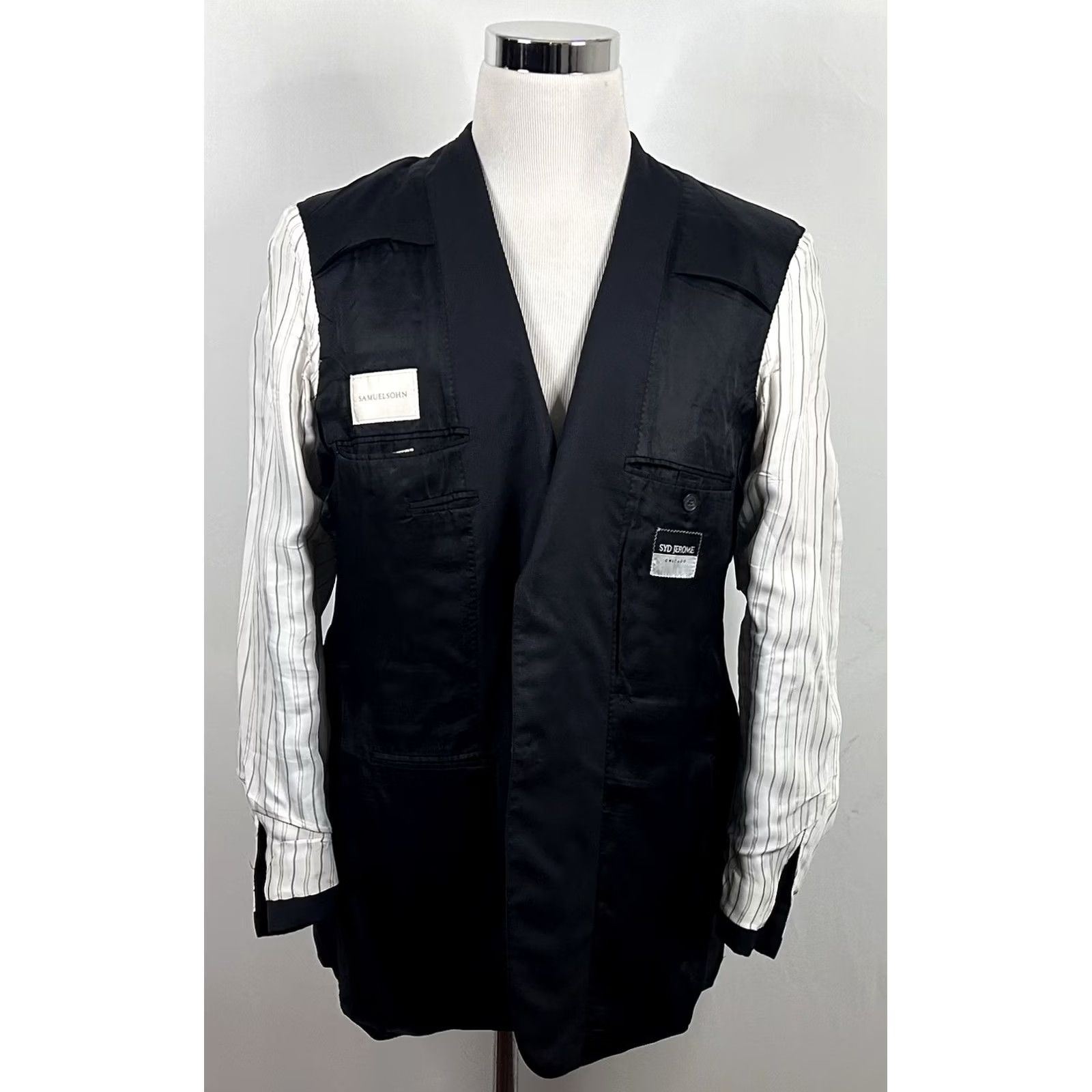 Vintage Samuelsohn Sport Coat 40 Black Plaid Wool Two Button Vented Mens Size US XS / EU 42 / 0 - 7 Thumbnail