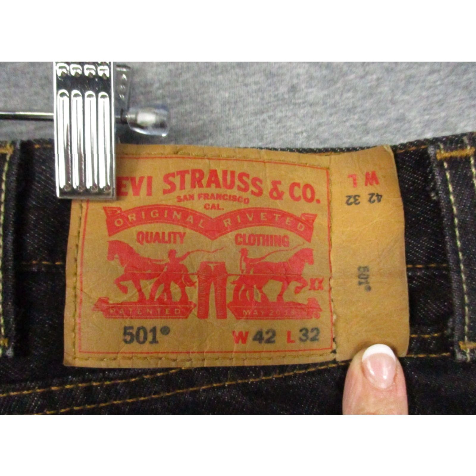 Levi's Levi's 501 XX Jeans 42x32 Mens Button Fly Straight Dark Black Distressed 5-Pocket Denim Classic Fit Casual Mens Size US 42 / EU 58 - 5 Thumbnail