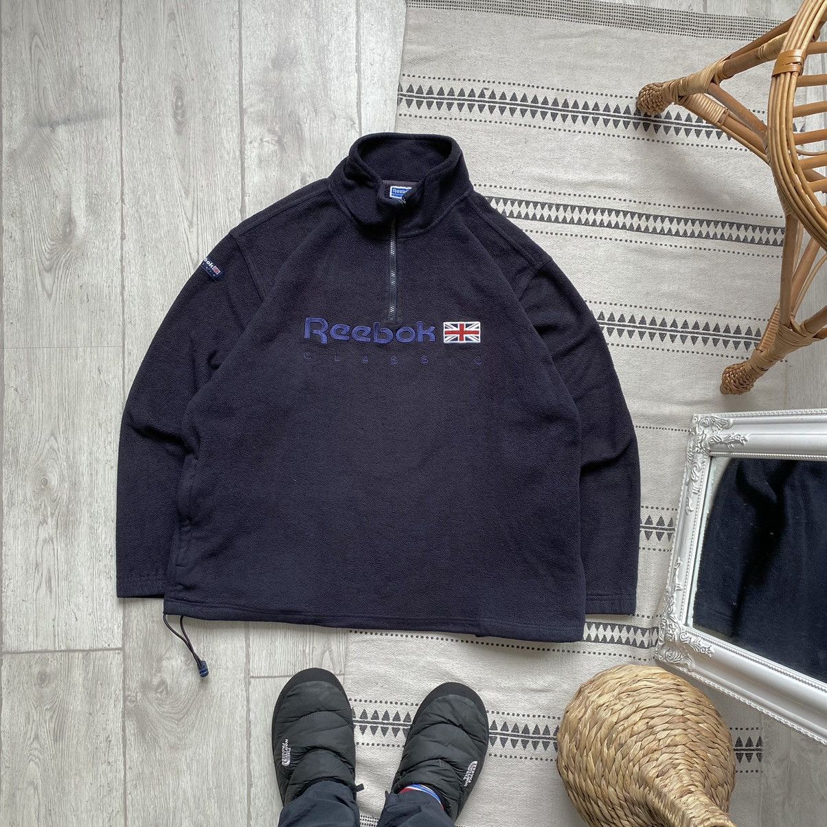 Reebok Vintage Reebok Fleece sweatshirt zip center logo UK flag Size US L / EU 52-54 / 3 - 1 Thumbnail