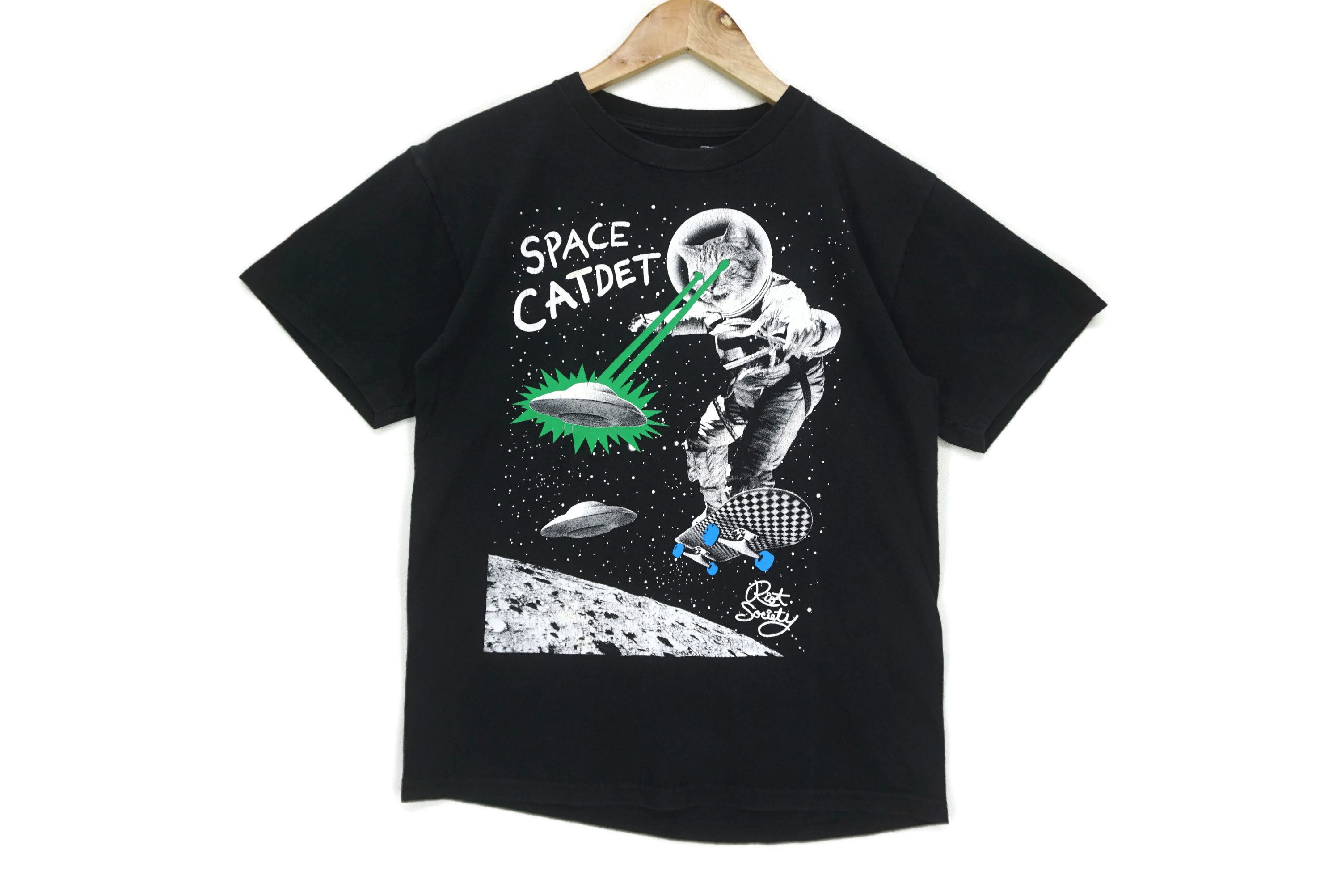 image of Riot Society Space Catdet Tee Shirt Made In Los Angeles in Black, Men's (Size XS)