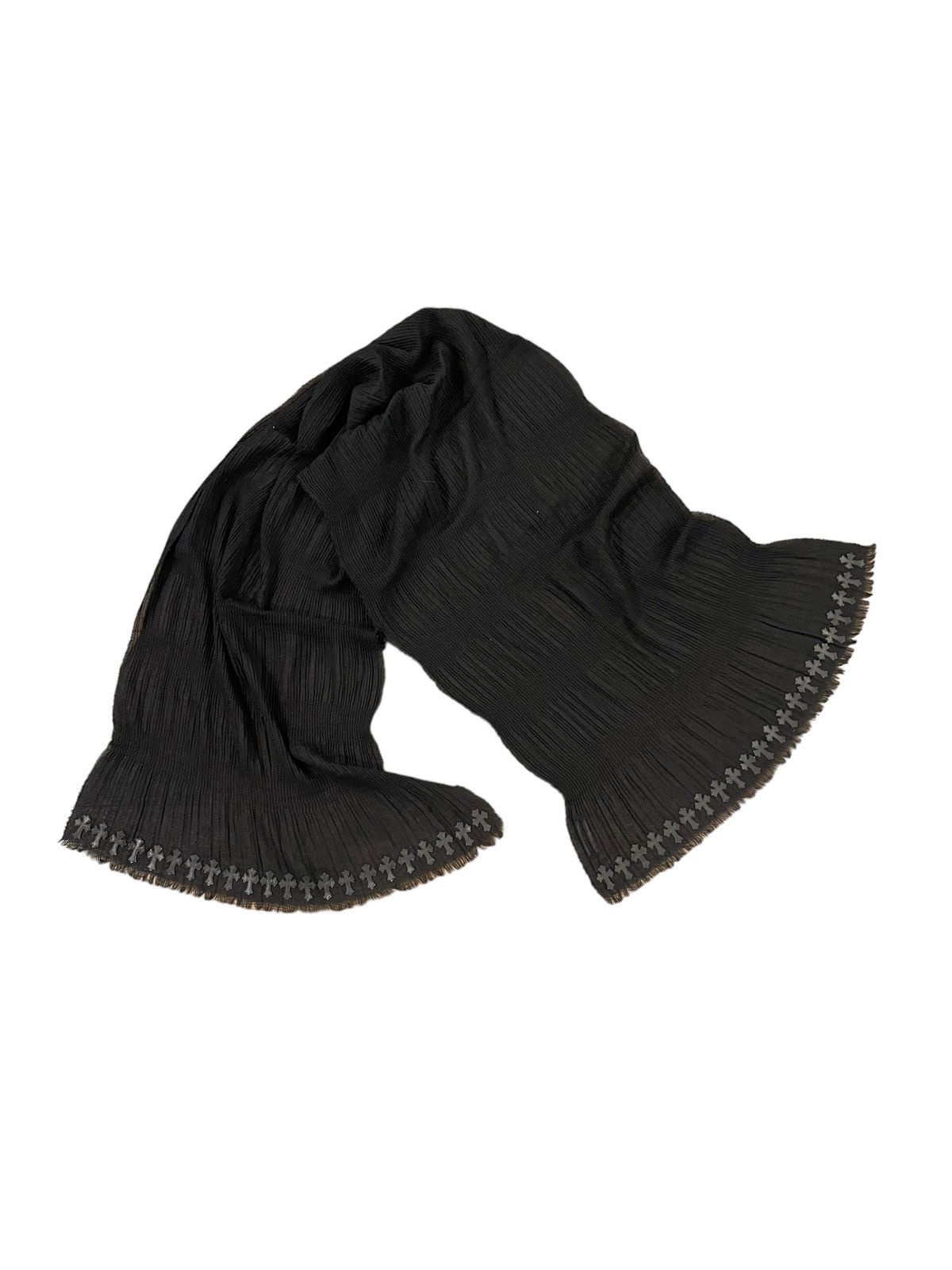 image of Chrome Hearts Multi Cross Patch Black Cashmere & Silk Scarf, Men's