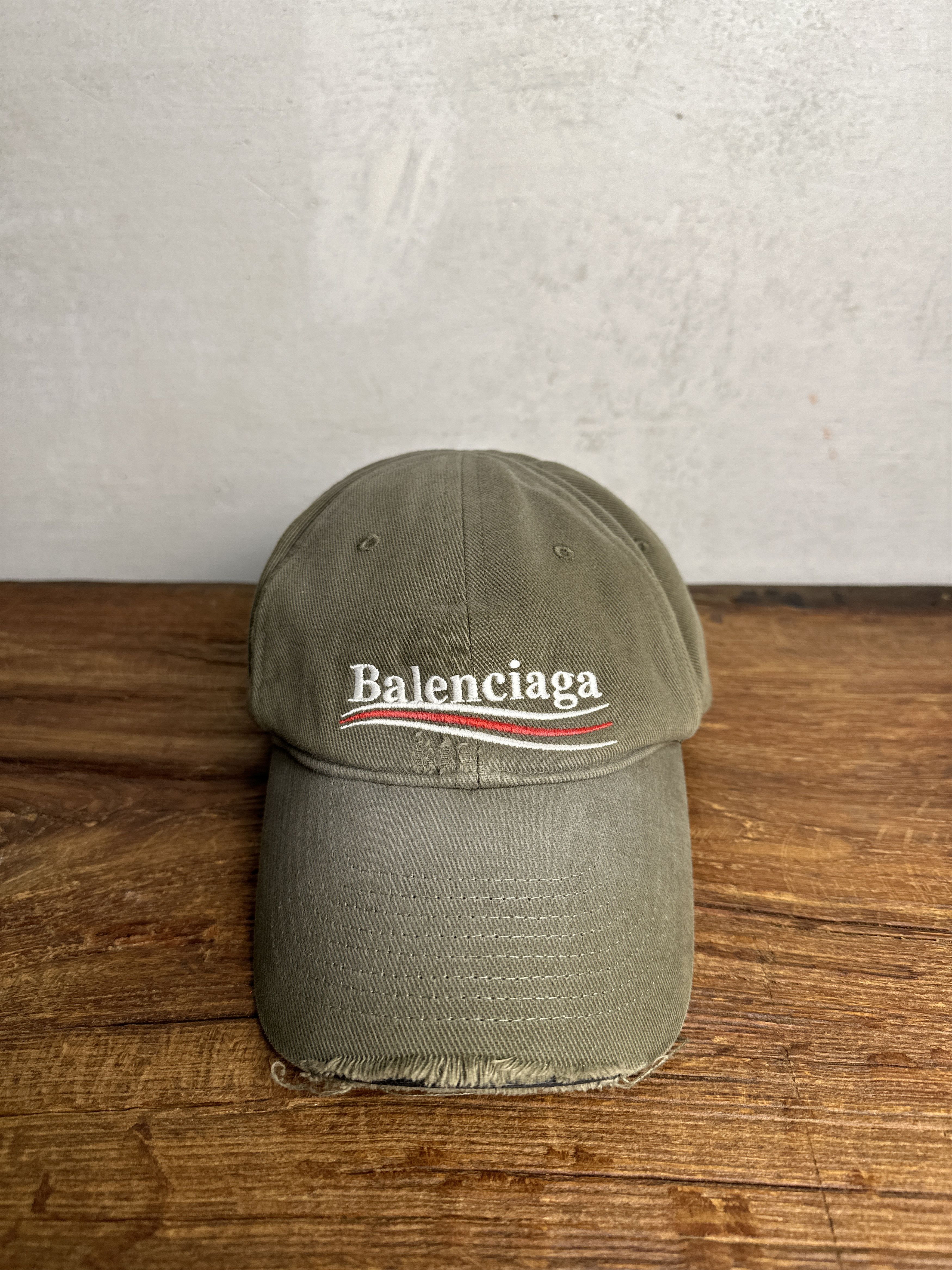Balenciaga Balenciaga Political Campaign Destroyed Khaki Cap Size ONE SIZE - 4 Thumbnail
