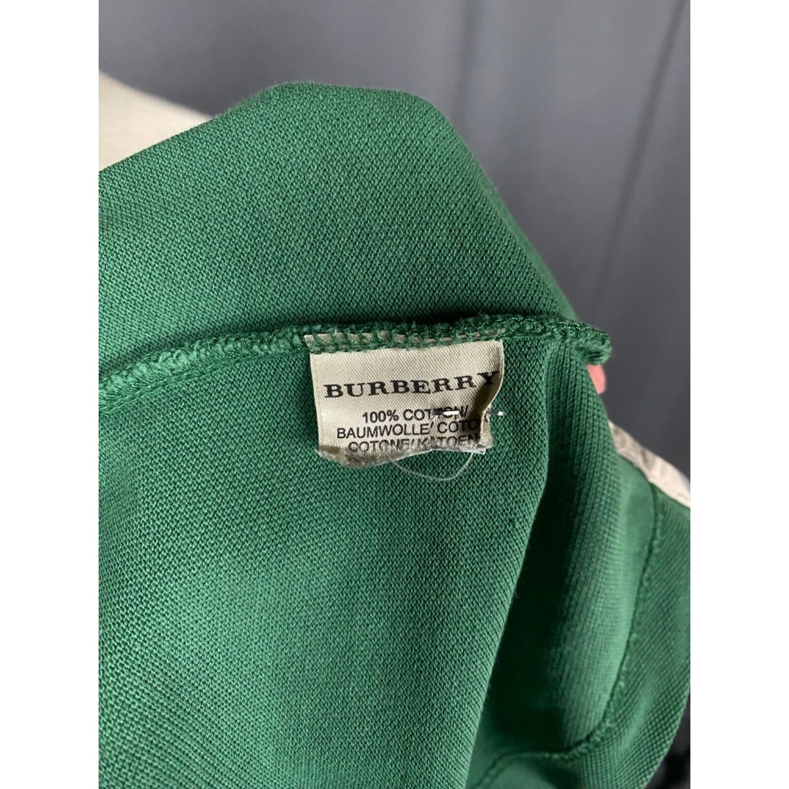 Burberry Burberry Small Logo Nova Check Men's Distressed Green Polo T Size US S / EU 44-46 / 1 - 11 Thumbnail