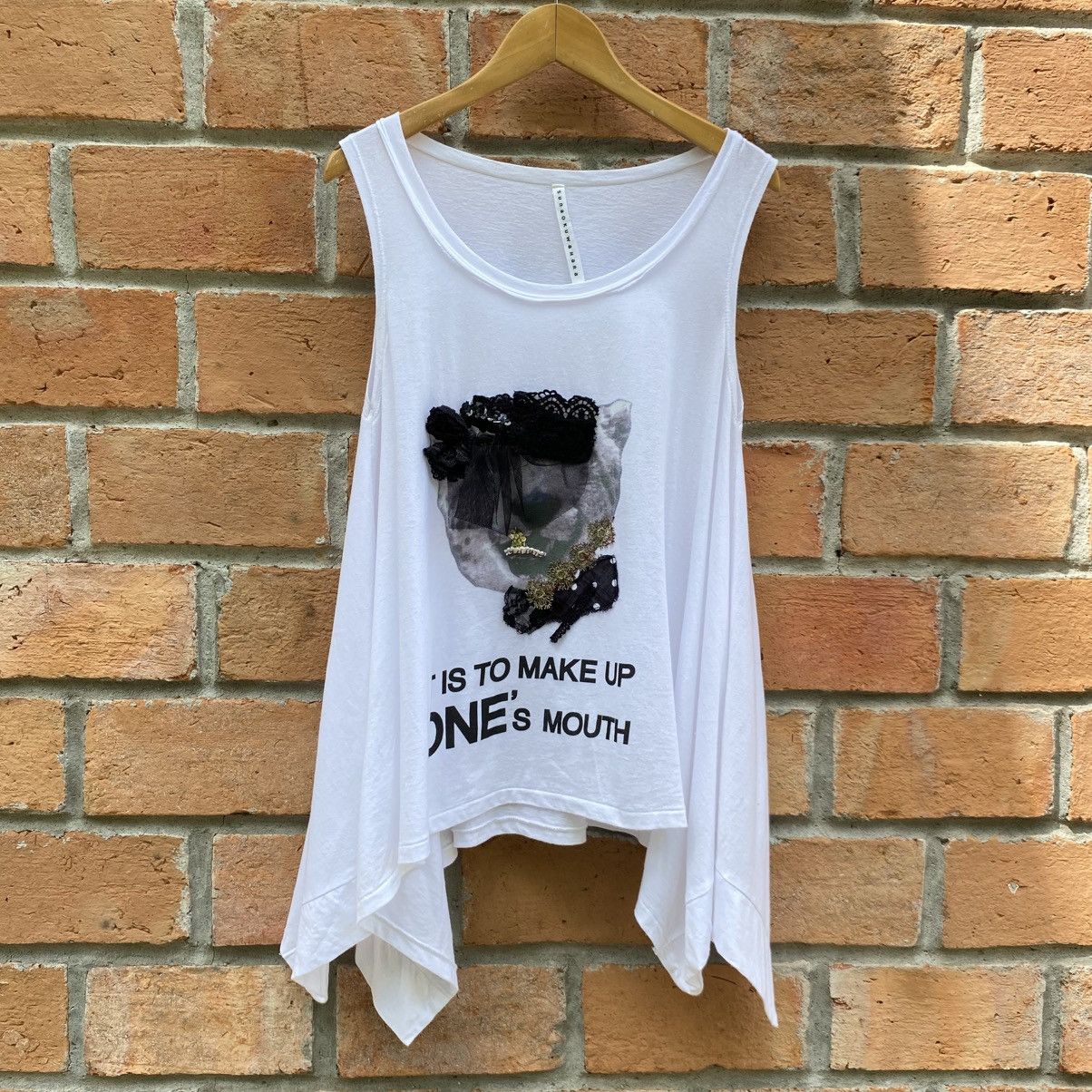 Sunao Kuwahara Sunao Kuwahara White Sleeveless Graphic Asymmetrical Hem Top Size M / US 6-8 / IT 42-44 - 1 Thumbnail
