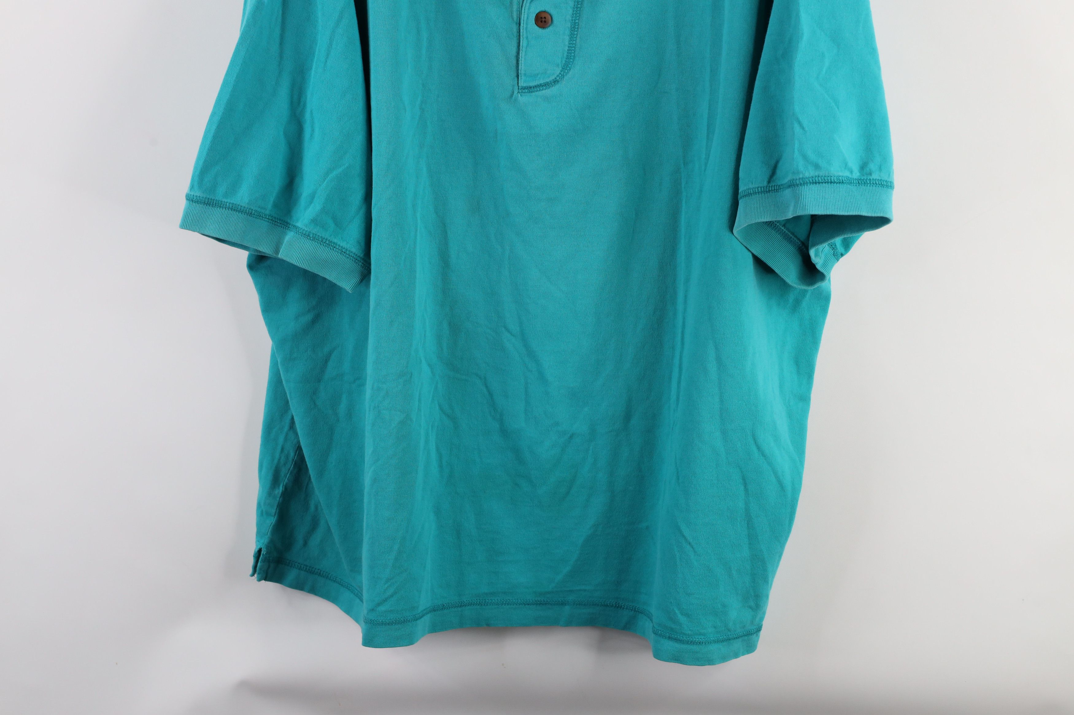 Vintage Vintage 90s Streetwear Short Sleeve Henley T-Shirt Teal Size US XXL / EU 58 / 5 - 3 Thumbnail