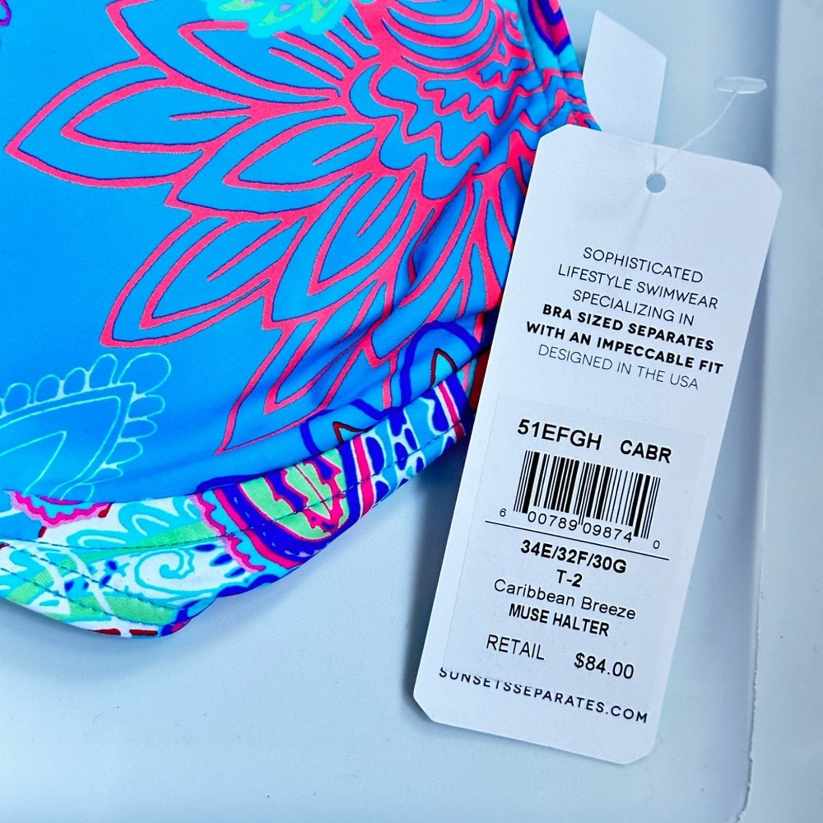 Other Sunsets Muse Halter Bikini Top In Caribbean Breeze Size ONE SIZE - 7 Thumbnail