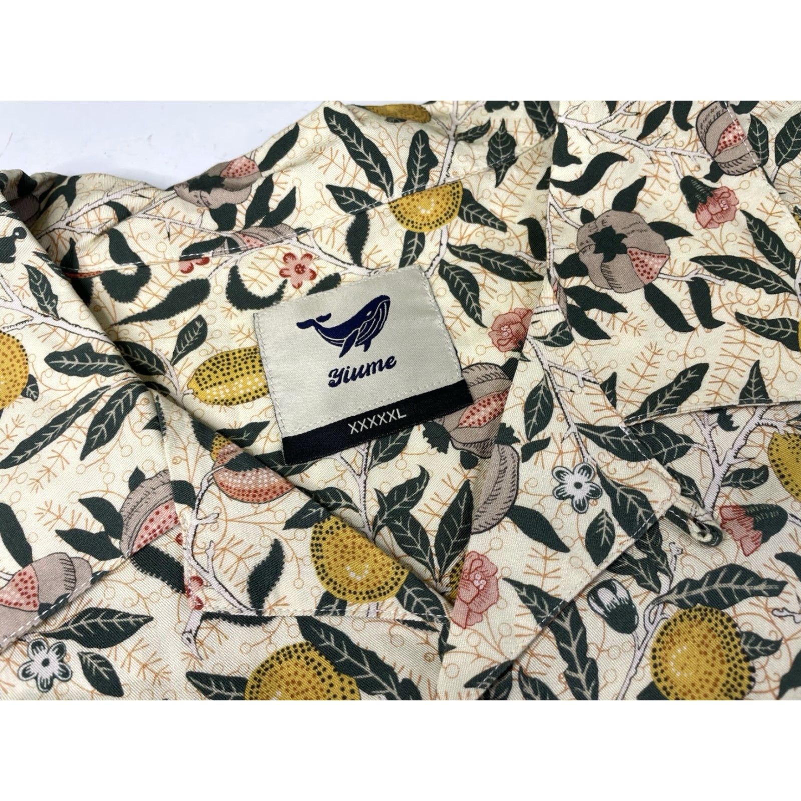 Vintage NWT Yiume Hawaiian Shirt Short Sleeve Tencel Button-Up Mens 5XL Beige William Morris Fruit Print Hawaiian Shirt Short Sleeve Mens 5XL Beige NWT Size US XXL / EU 58 / 5 - 3 Thumbnail