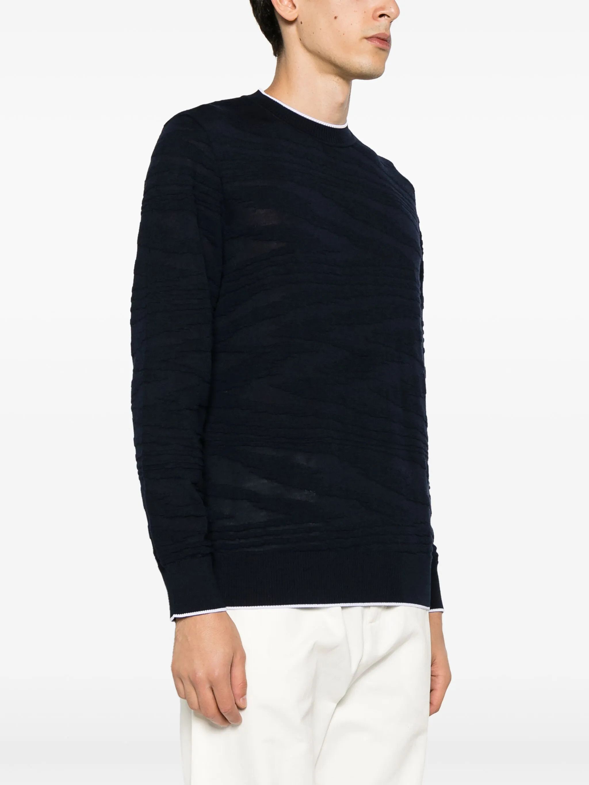 Missoni o1y0225 Crewneck Sweater in Midnight Blue Size US L / EU 52-54 / 3 - 3 Thumbnail