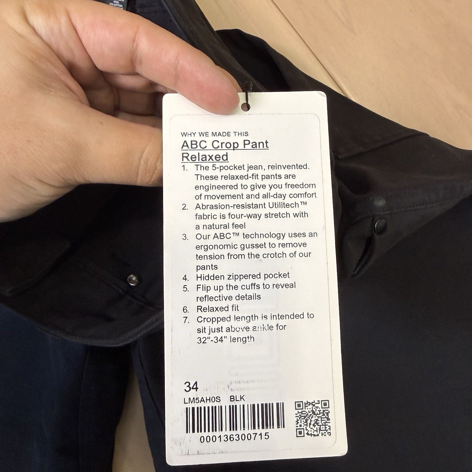 Lululemon Lululemon ABC Crop Pants 34 Black Athleisure Relaxed Size US 34 / EU 50 - 6 Thumbnail