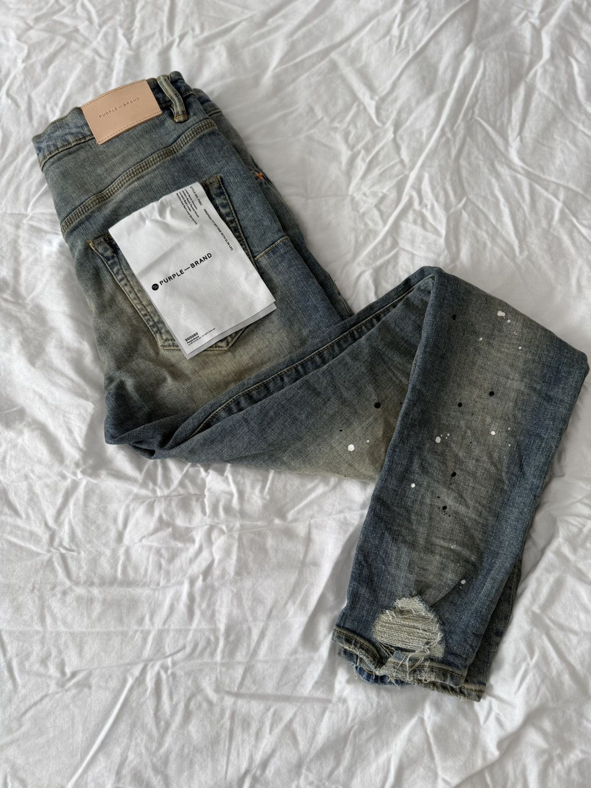 Purple Brand Purple Brand Mid Rise Destroy Paint Jeans “Blue” Size US 30 / EU 46 - 1 Thumbnail