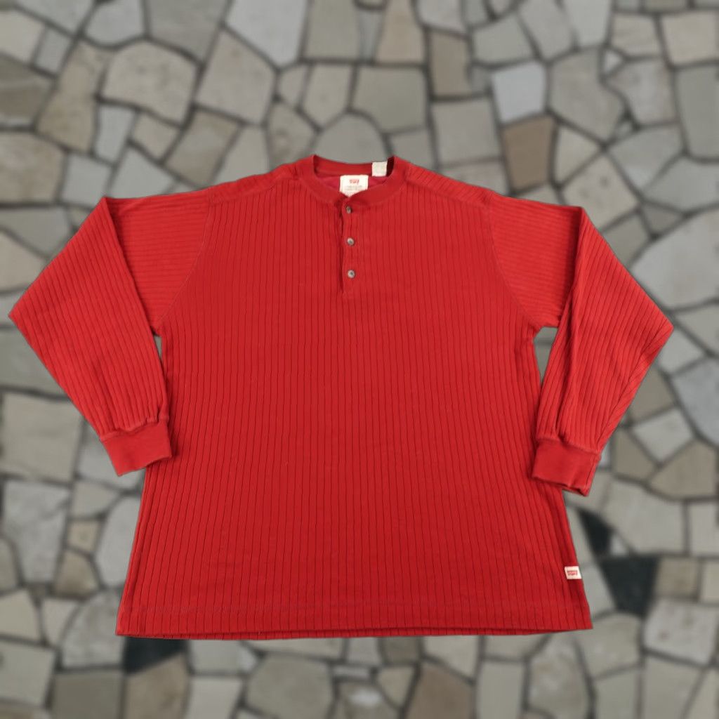 Levi's VINTAGE Levi's Sweater Mens M Lux Knit Henley Thermal Red 90s USA Mens Size US M / EU 48-50 / 2 - 1 Thumbnail