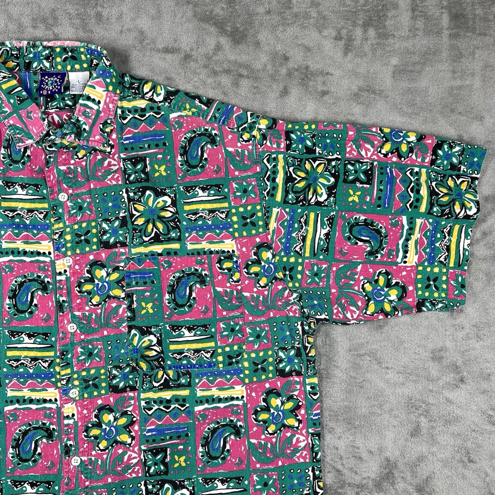ESPIRIT VINTAGE Pro Spirit Men's Large Button Up Shirt Floral Pattern Hawaiian Retro 80s Size US L / EU 52-54 / 3 - 4 Thumbnail