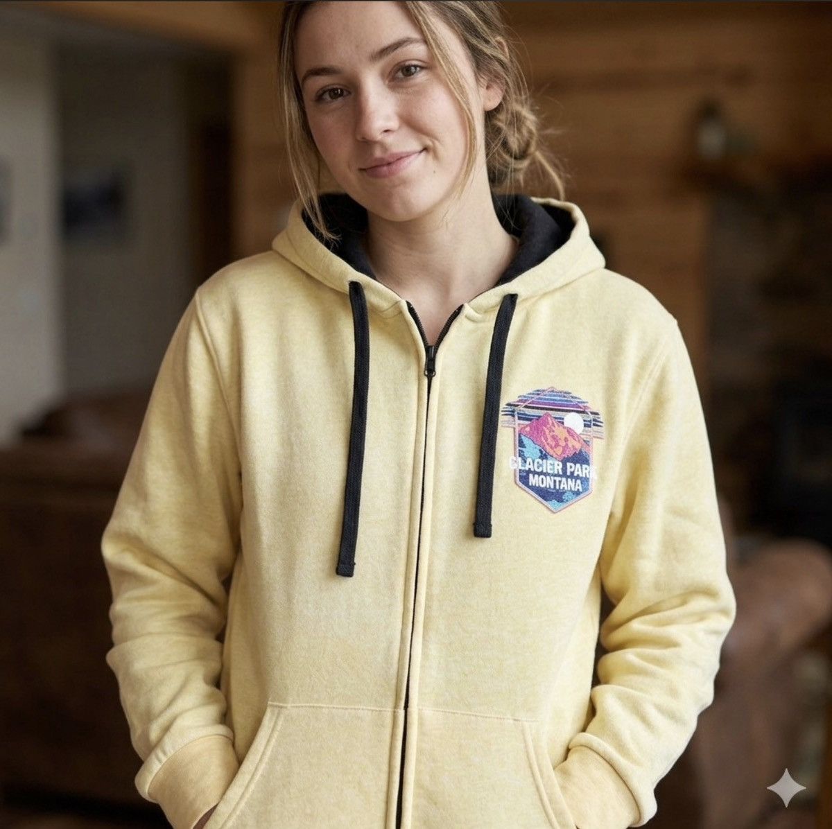 Other Glacier Park Montana Yellow Medium Hoodie Zip Up Sweatshirt Size M / US 6-8 / IT 42-44 - 1 Thumbnail