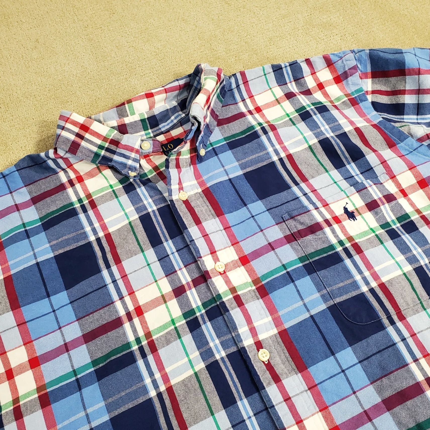 Ralph Lauren Ralph Lauren Shirt 3XLT Mens Blue Button-Up Long Sleeve Oxford Cotton Plaid Size US XXL / EU 58 / 5 - 2 Thumbnail