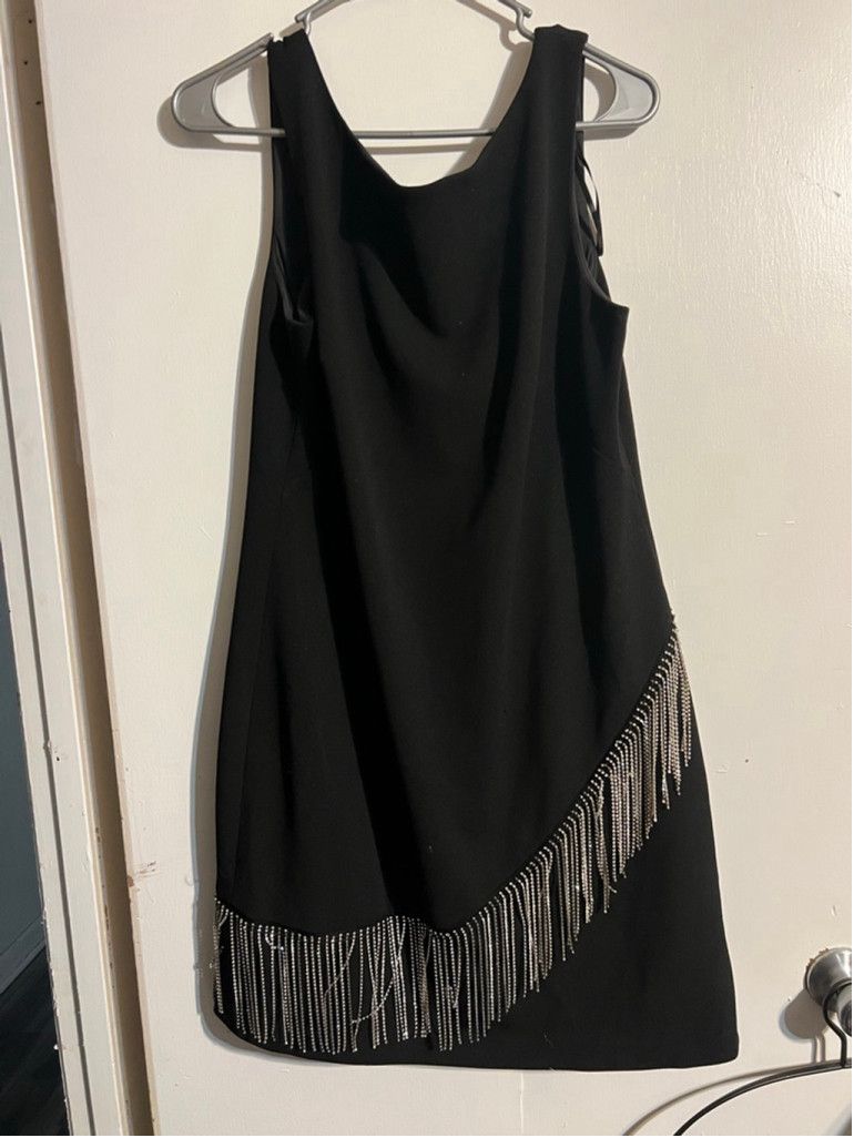 Other Women's Eliza J Black Silver Fringe Plus Size 14 Mini Dress Size XL / US 12-14 / IT 48-50 - 1 Thumbnail