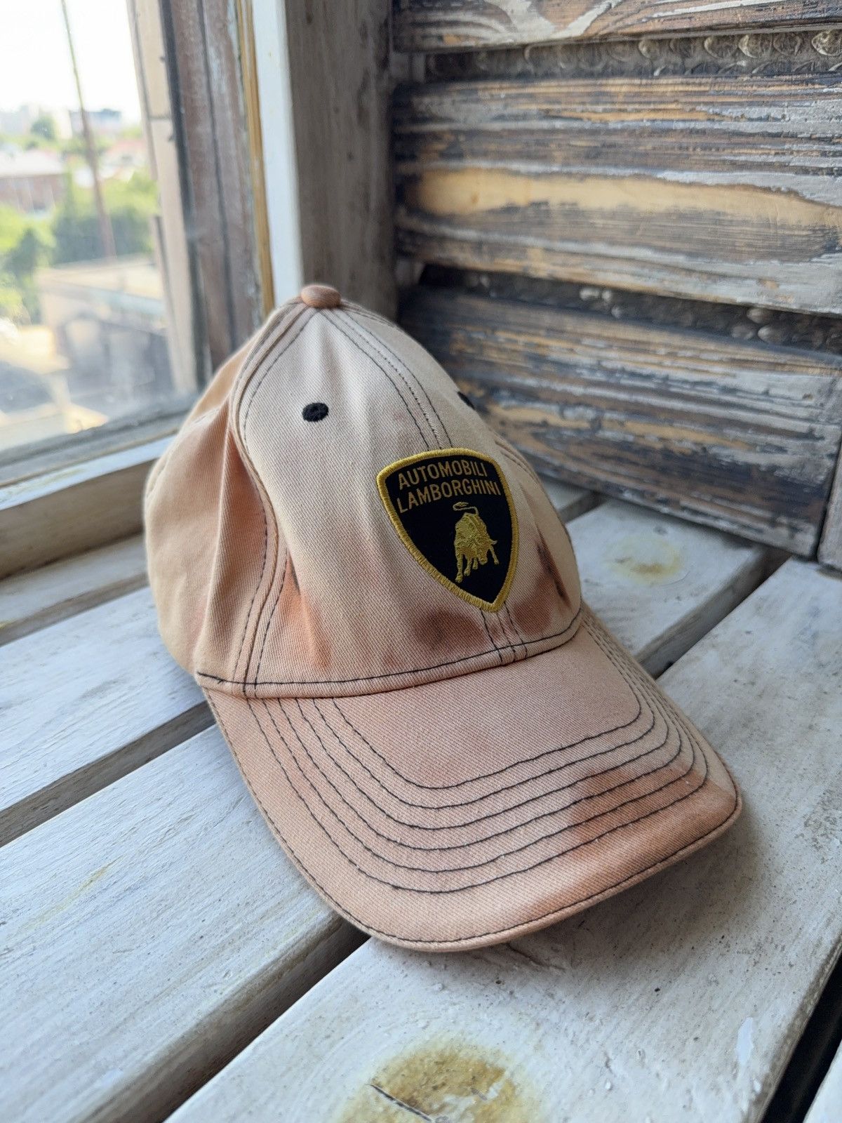 Official Lamborghini Cap Distressed Burn Fade Style Hat Cap