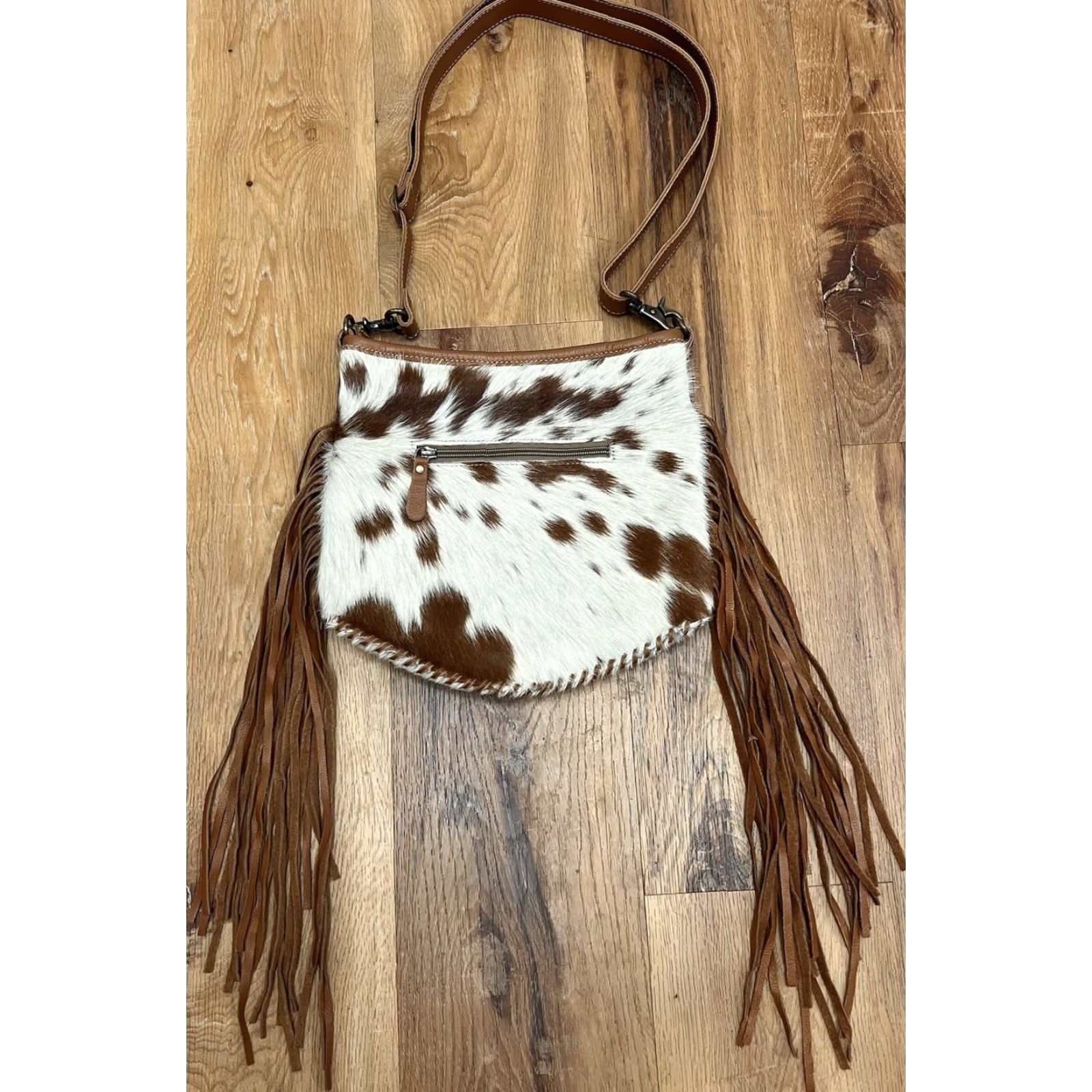 Vintage VINTAGE Myra Bag Western Brown Tan Cow Hair Hide Leather Fringe Shoulder Crossbody Bag Boho Womens Size ONE SIZE - 6 Thumbnail