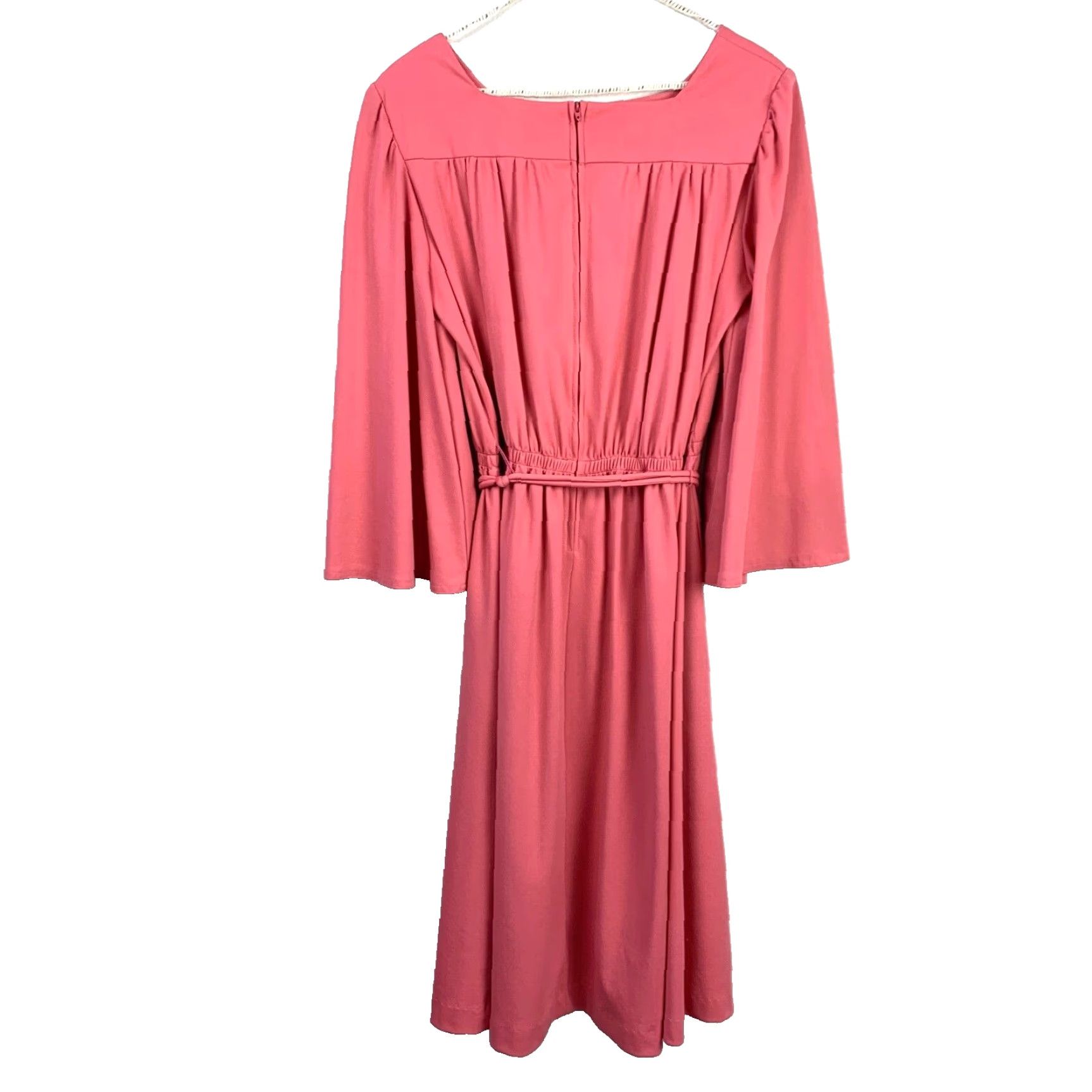 Pinko VINTAGE 70s Pink Polyester Secretary Fit Flare Dress Blouson Bell Sleeve 41.5" Length Chest 18.5" Waist 12" Unbranded Mens Womens Girls Boys Size XXL / US 16-18 / IT 52-54 - 3 Thumbnail