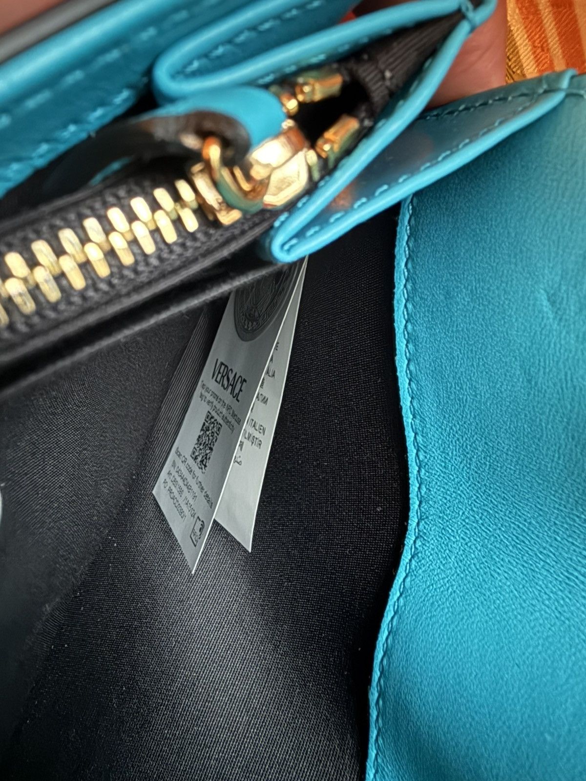 Versace Blue Versace Wallet on Gold Crossbody Chain Size ONE SIZE - 5 Thumbnail