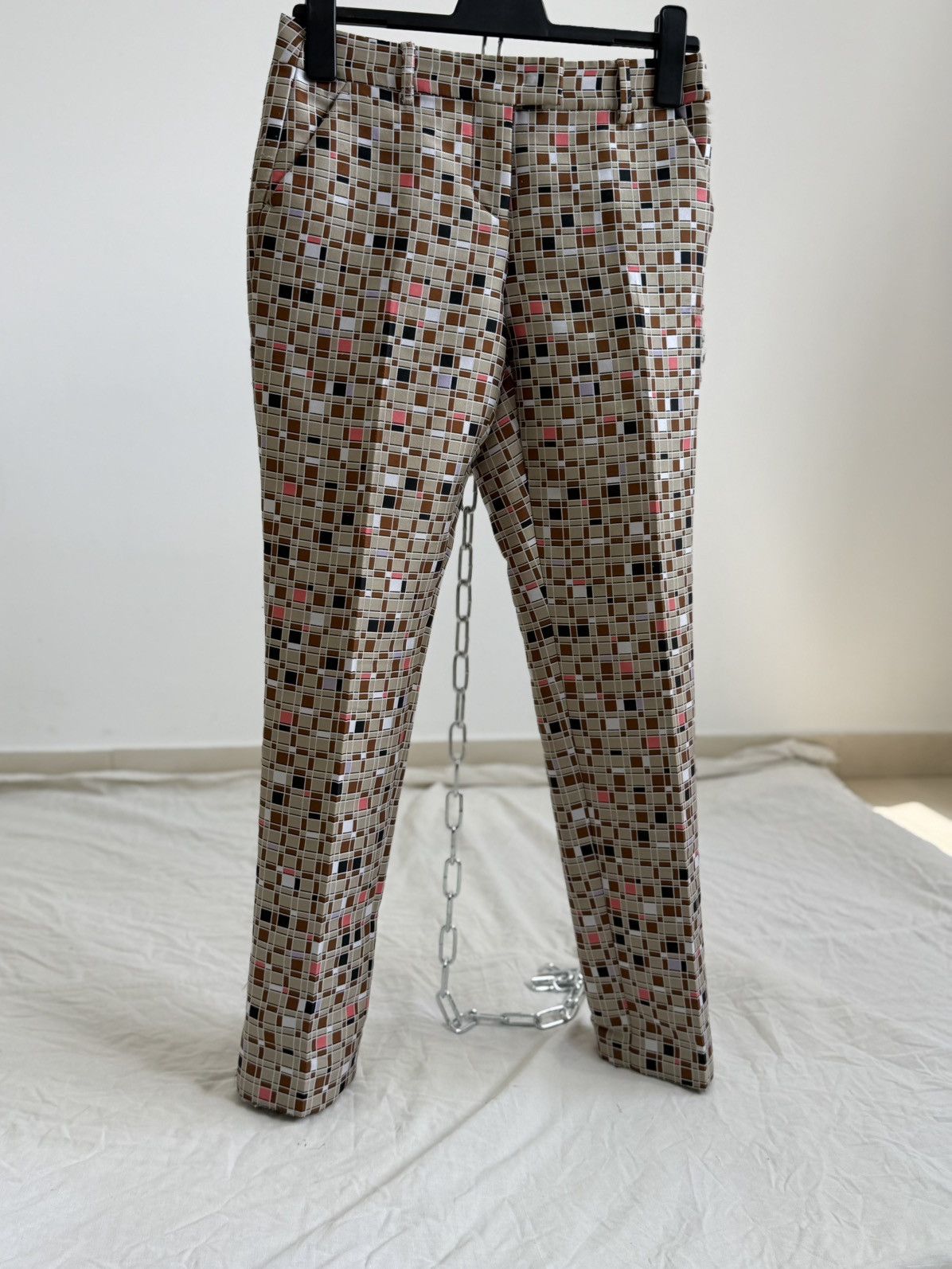 Fendi FENDI Italy Women's Geometric Pixel Grid Trousers Pants Silk Size 26" / US 2 / IT 38 - 3 Thumbnail