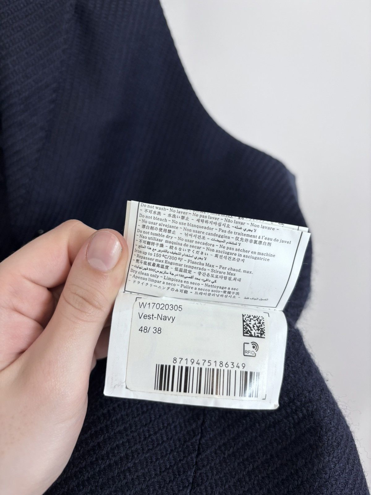 Suitsupply Suitsupply Capetown Men’s Navy Blue Wool Waistcoat Vest Size 38R - 10 Thumbnail