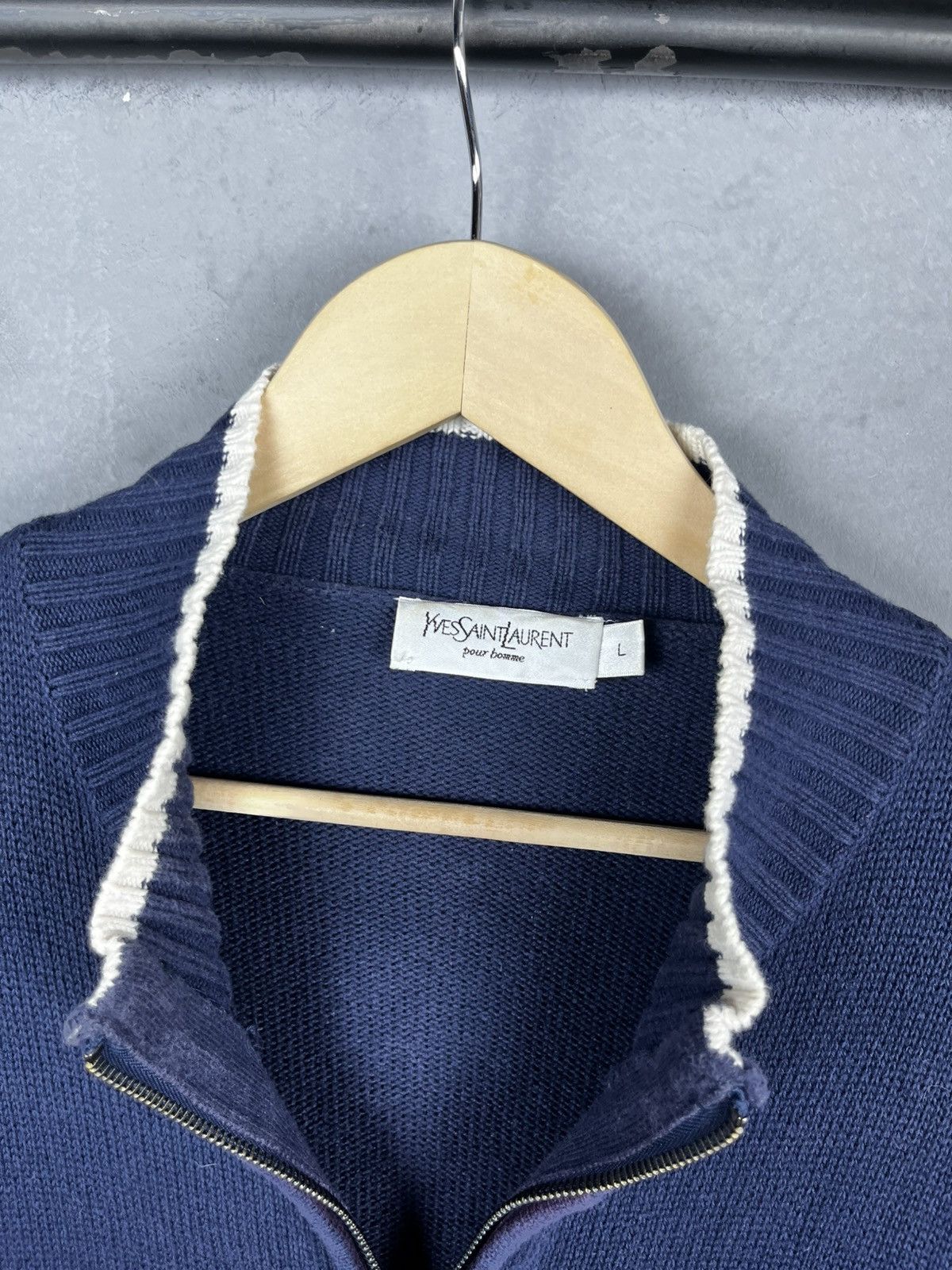 Yves Saint Laurent YSL sweater zip vintage 90s Size US L / EU 52-54 / 3 - 3 Thumbnail