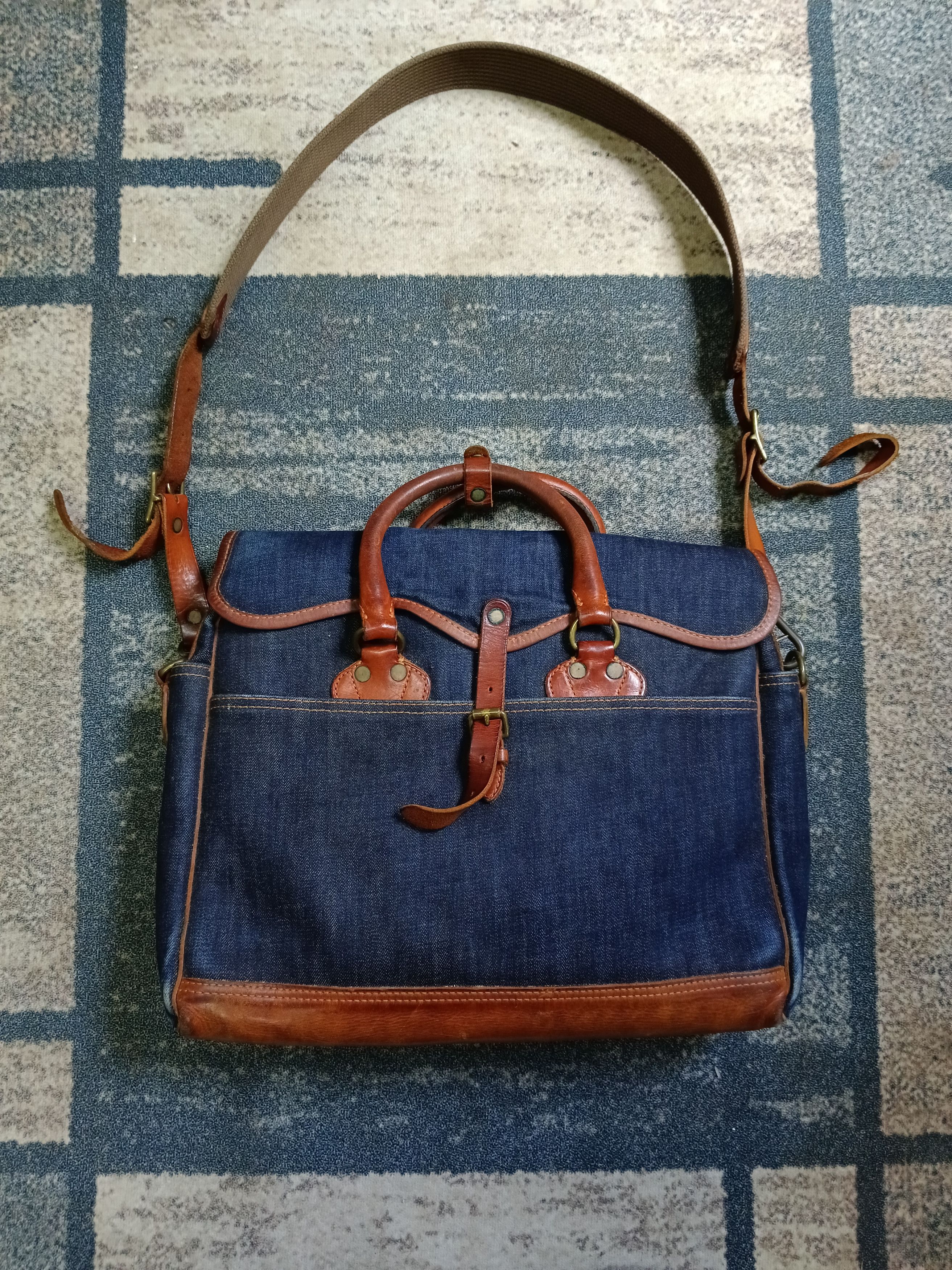 RRL Ralph Lauren DOUBLE RL RALPH LAUREN CANVAS DENIM BRIEFCASE Size ONE SIZE - 2 Thumbnail