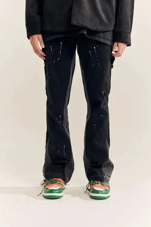 Japanese Brand × Jean Splattered Paint Flare Black Denim Jeans Size US 30 / EU 46 - 1 Thumbnail