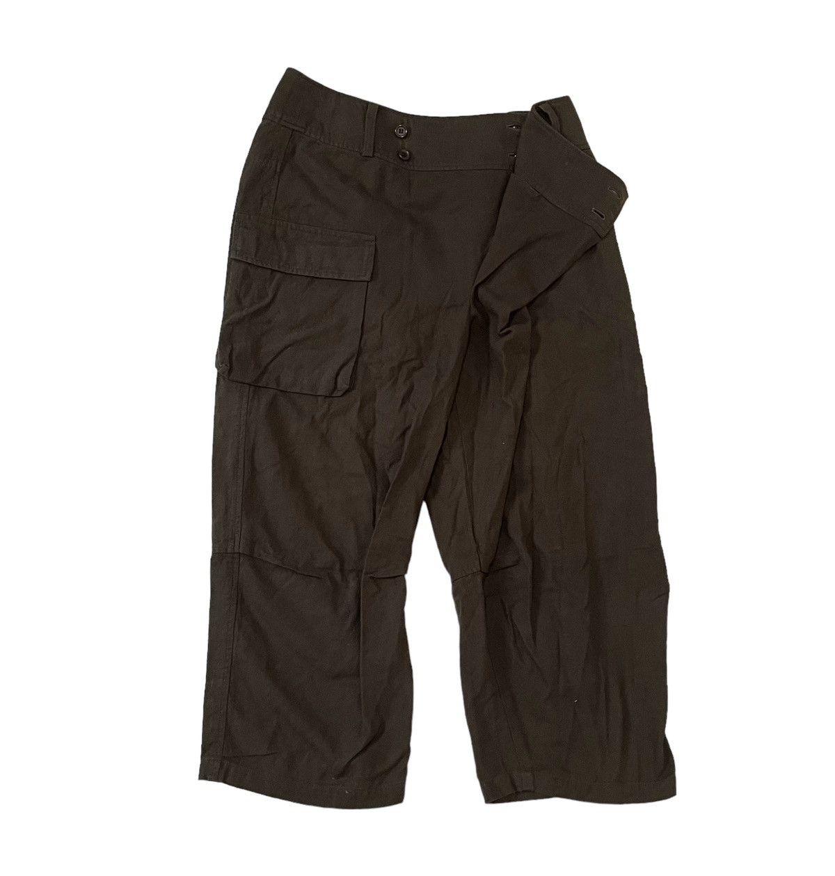 image of Vintage Issey Miyake Plantation Cargo Wide Leg Trousers in Dark Olive, Men's (Size 29)