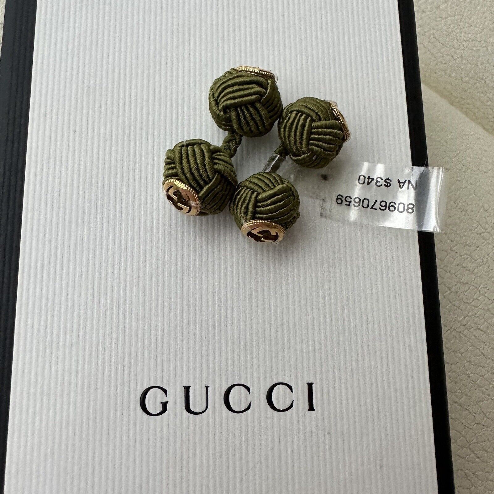 Gucci NEW Gucci Interlocking G rope cufflinks Green Gold GG Logo Size ONE SIZE - 5 Thumbnail