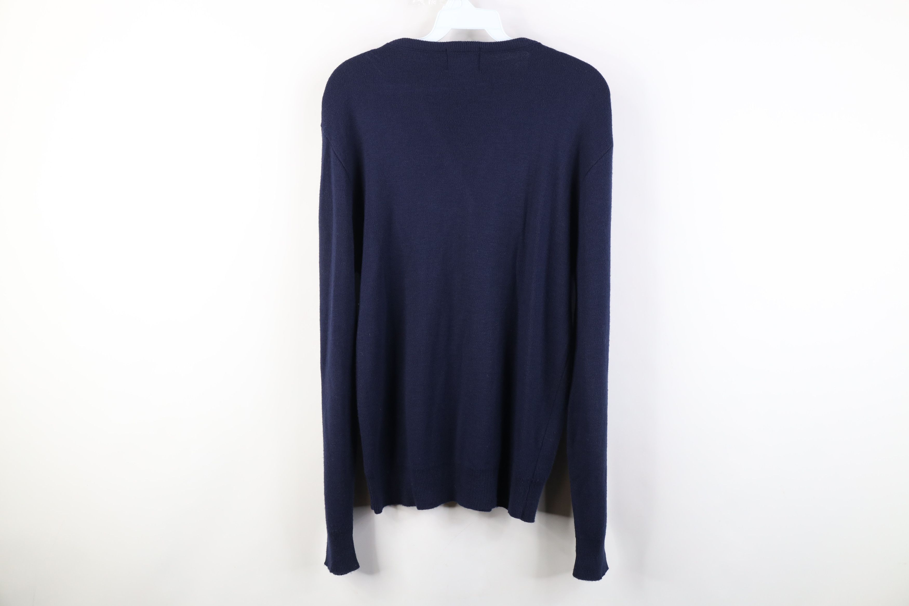 Vintage Vintage 70s Streetwear Knit V-Neck Sweater Navy Blue USA Size US L / EU 52-54 / 3 - 8 Thumbnail
