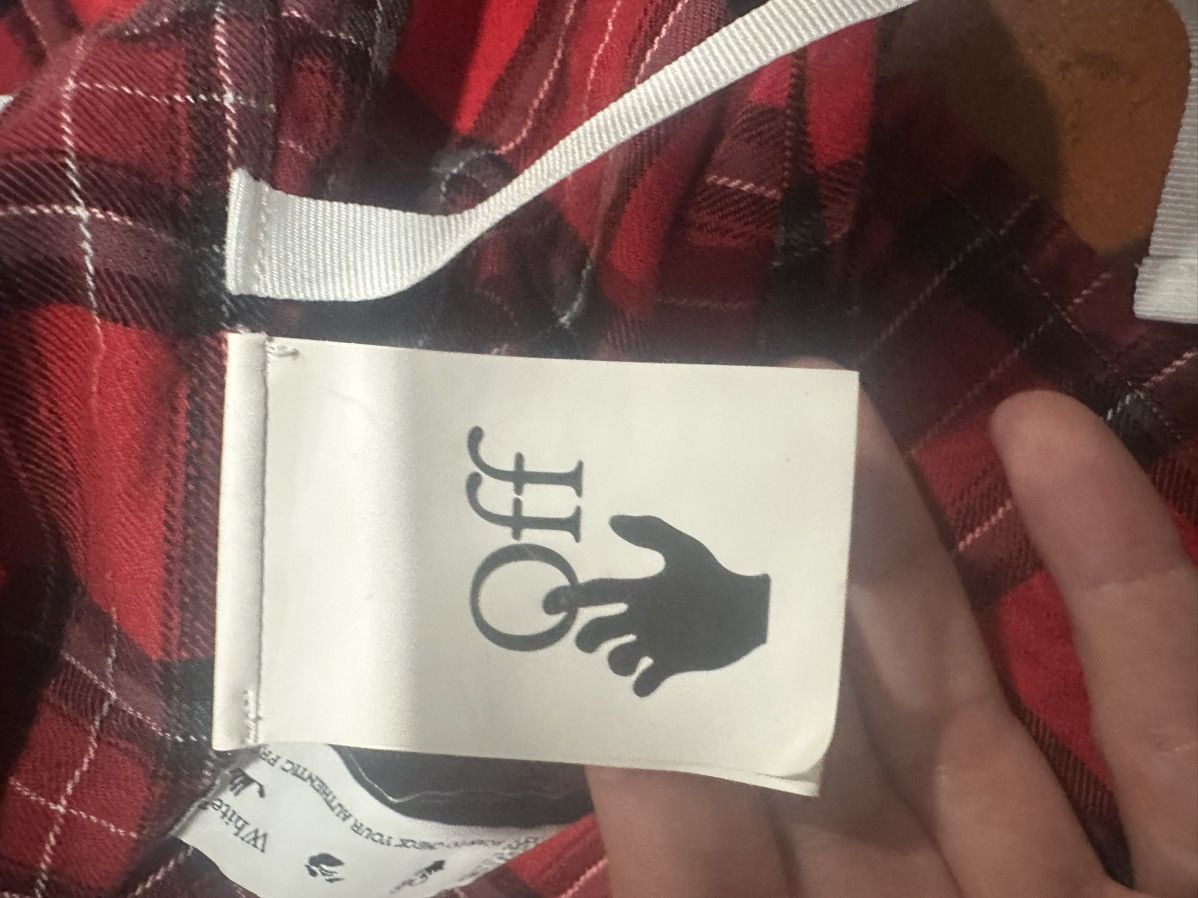OFF-WHITE RED DIAG CHECKED FLANNEL SHIRT