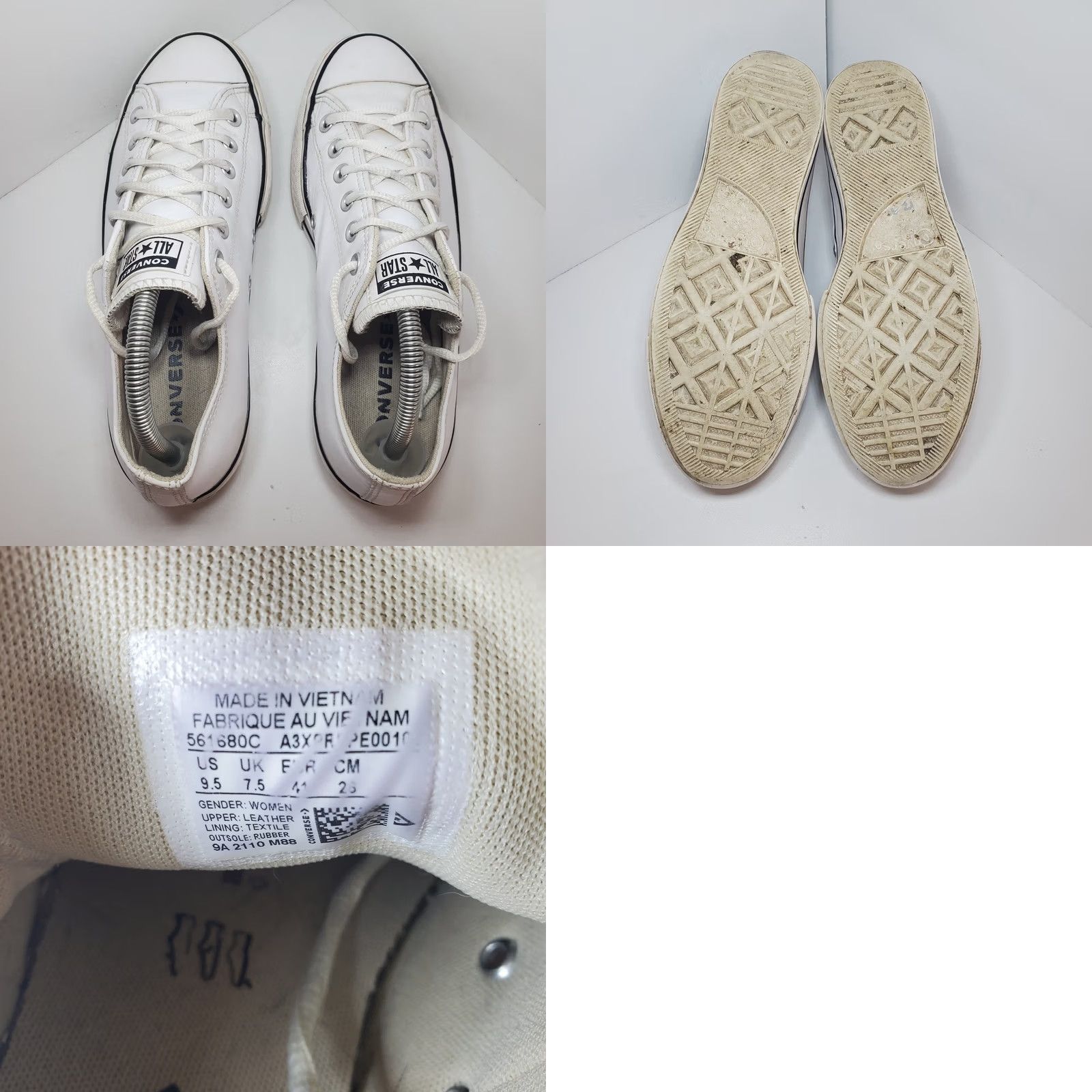 Converse Converse Shoes Womens White Leather Platform Low Top Sneakers All Stars Size M / US 6-8 / IT 42-44 - 8 Thumbnail