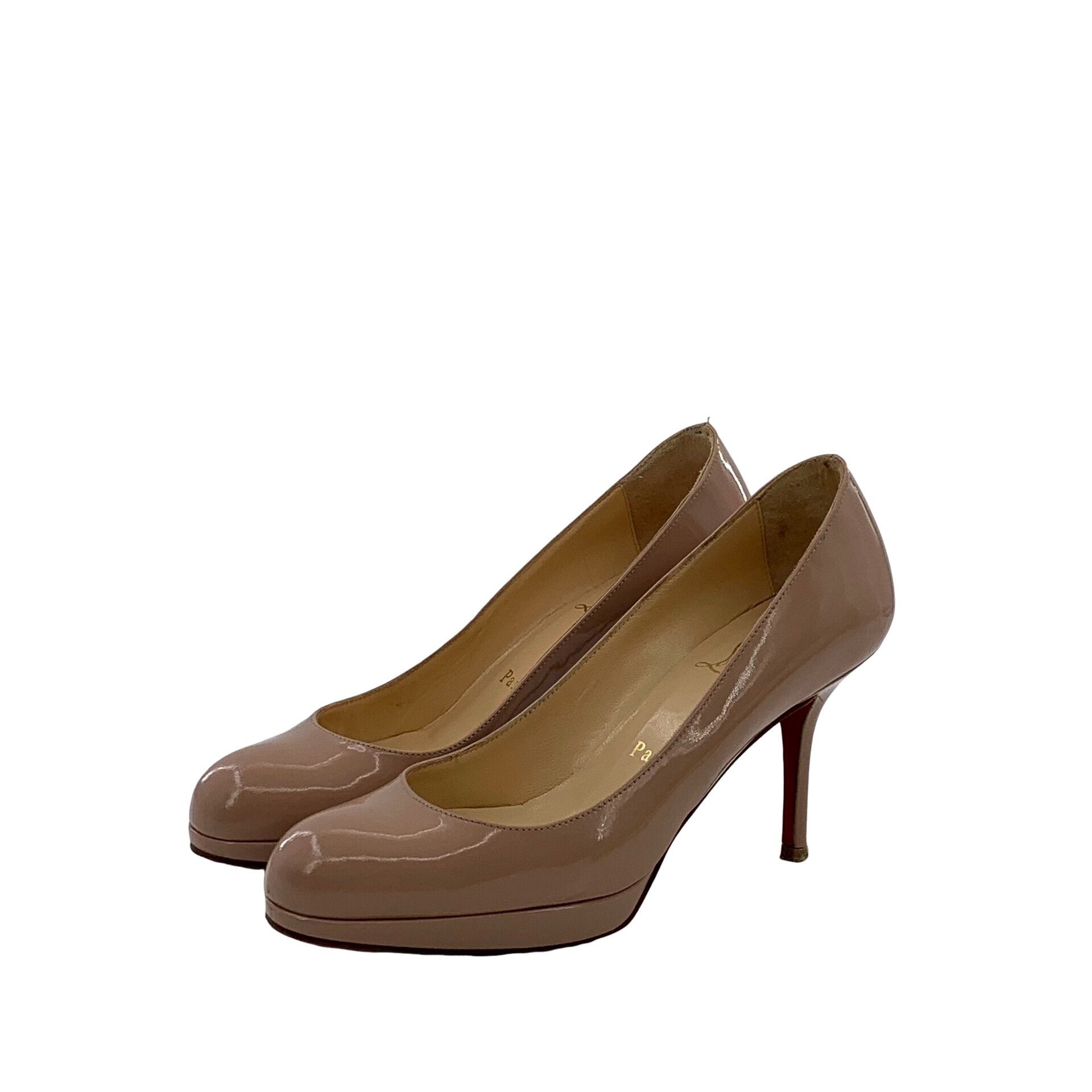 Christian Louboutin Christian Louboutin Nude Patent Round Toe Heels 35.5 Size US 5.5 / IT 35.5 - 1 Thumbnail