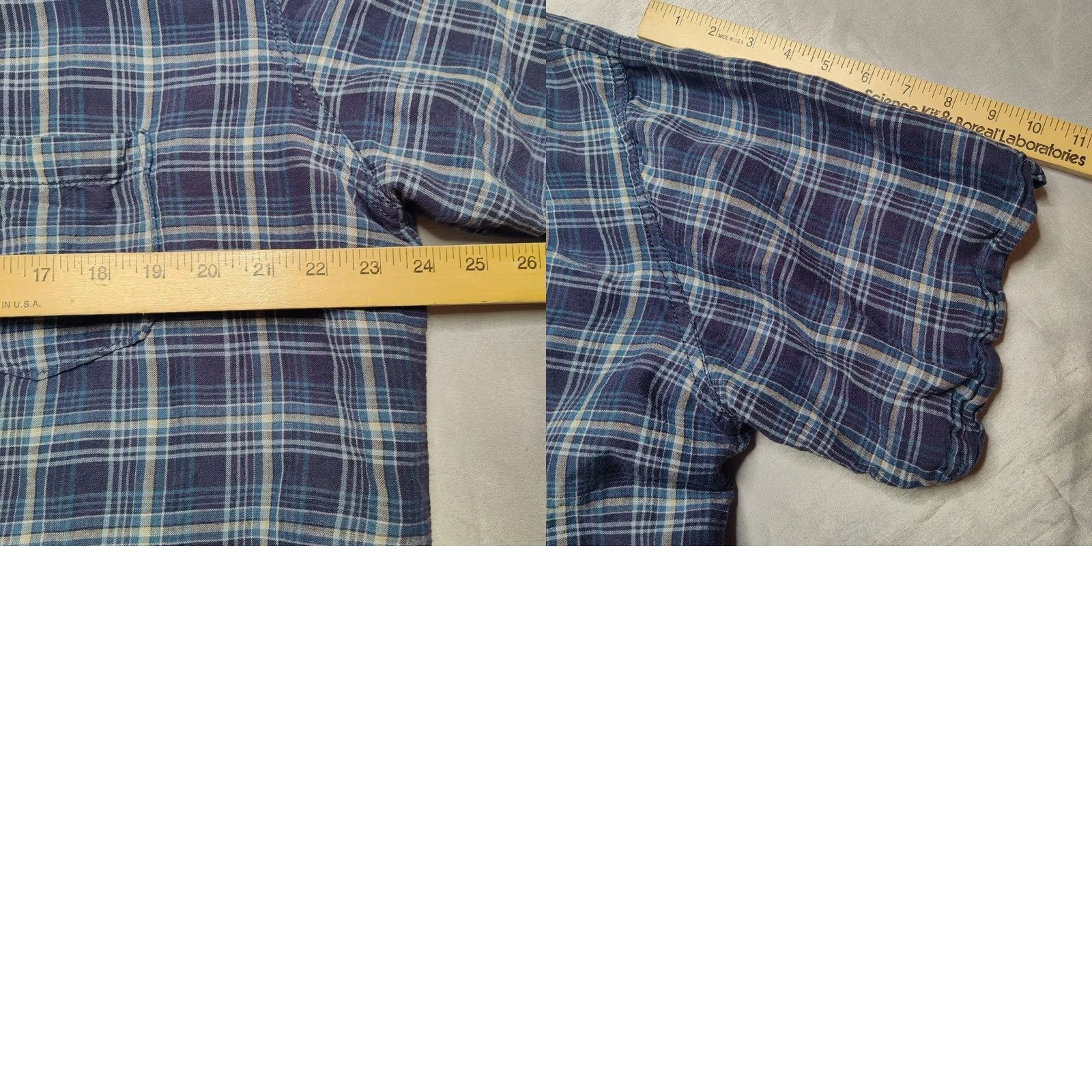 Timberland Timberland Button-Up Shirt LINEN Blue Plaid Short Sleeve Men L Size US L / EU 52-54 / 3 - 8 Thumbnail