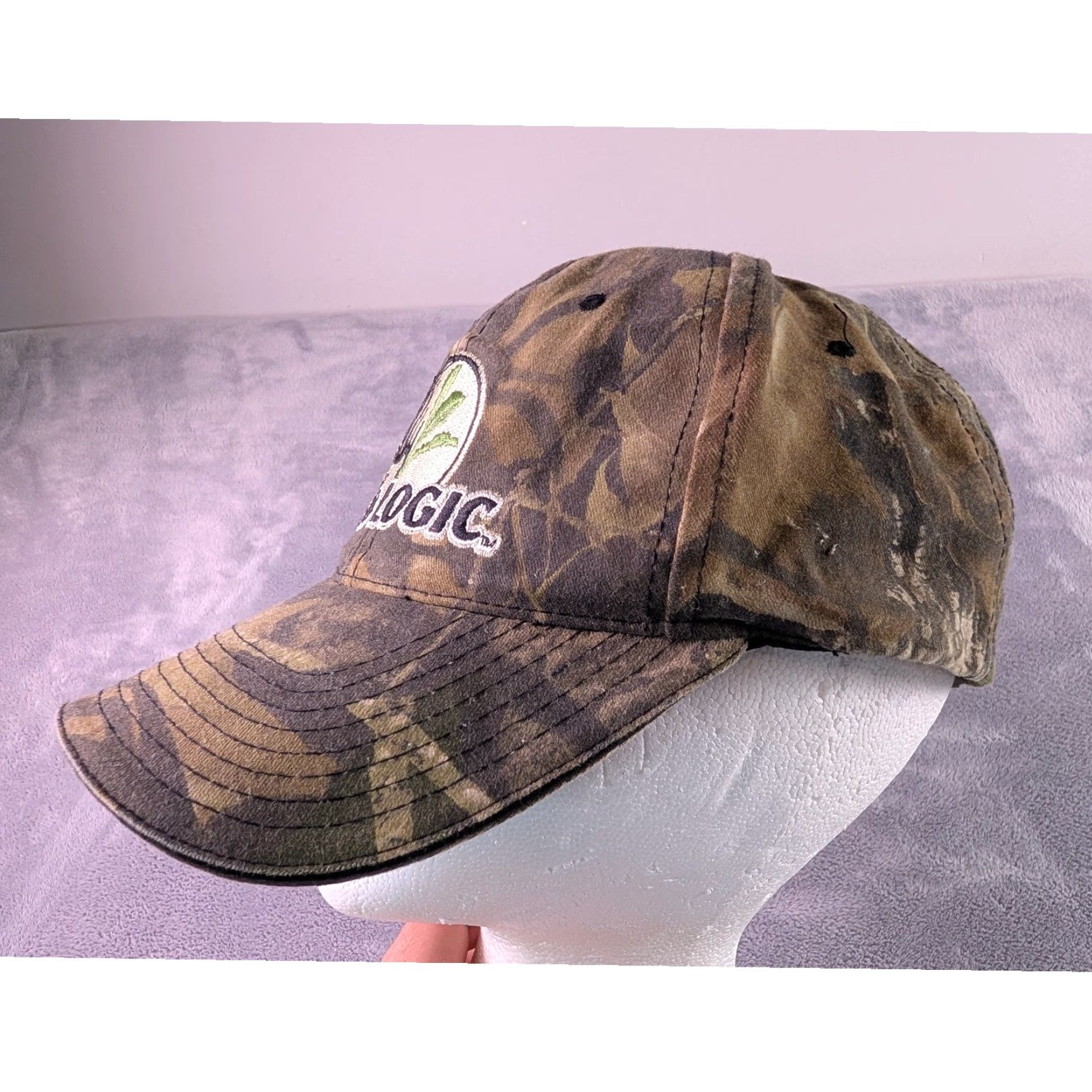 Vintage Mossy Oak Bio Logic Camouflage Hat Mens Adjustable Strapback Baseball Cap Fashion Outdoor Nature Camouflage Size ONE SIZE - 3 Thumbnail