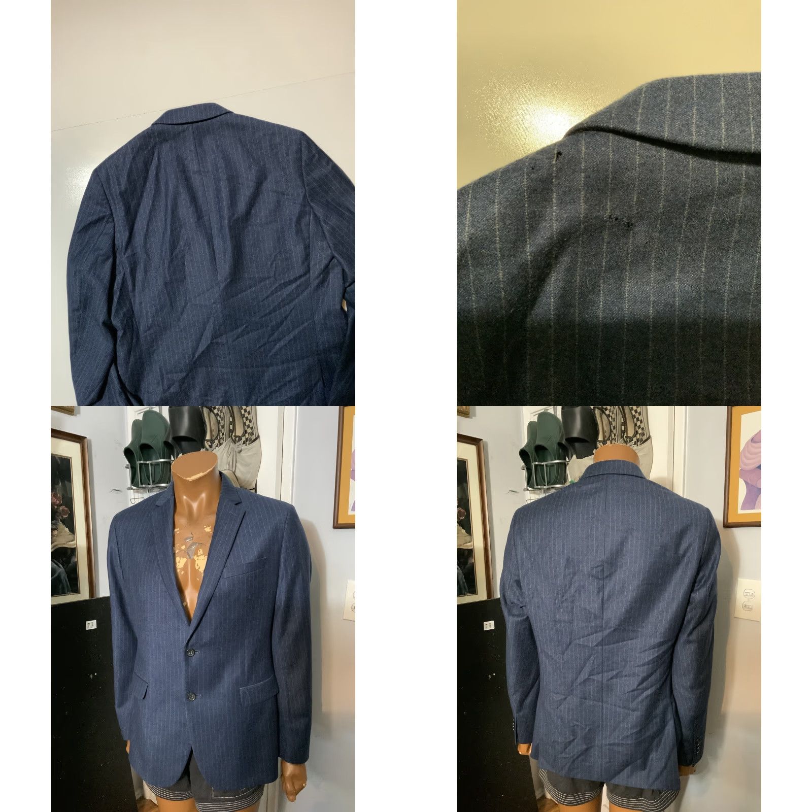 Banana Republic VINTAGE Banana Republic Marzotto Striped Wool Navy Blue Sportscoat Blazer Jacket Sz. 42R Men Blazer Navy Striped Wool 42R Mens Jacket Size 42R - 8 Thumbnail