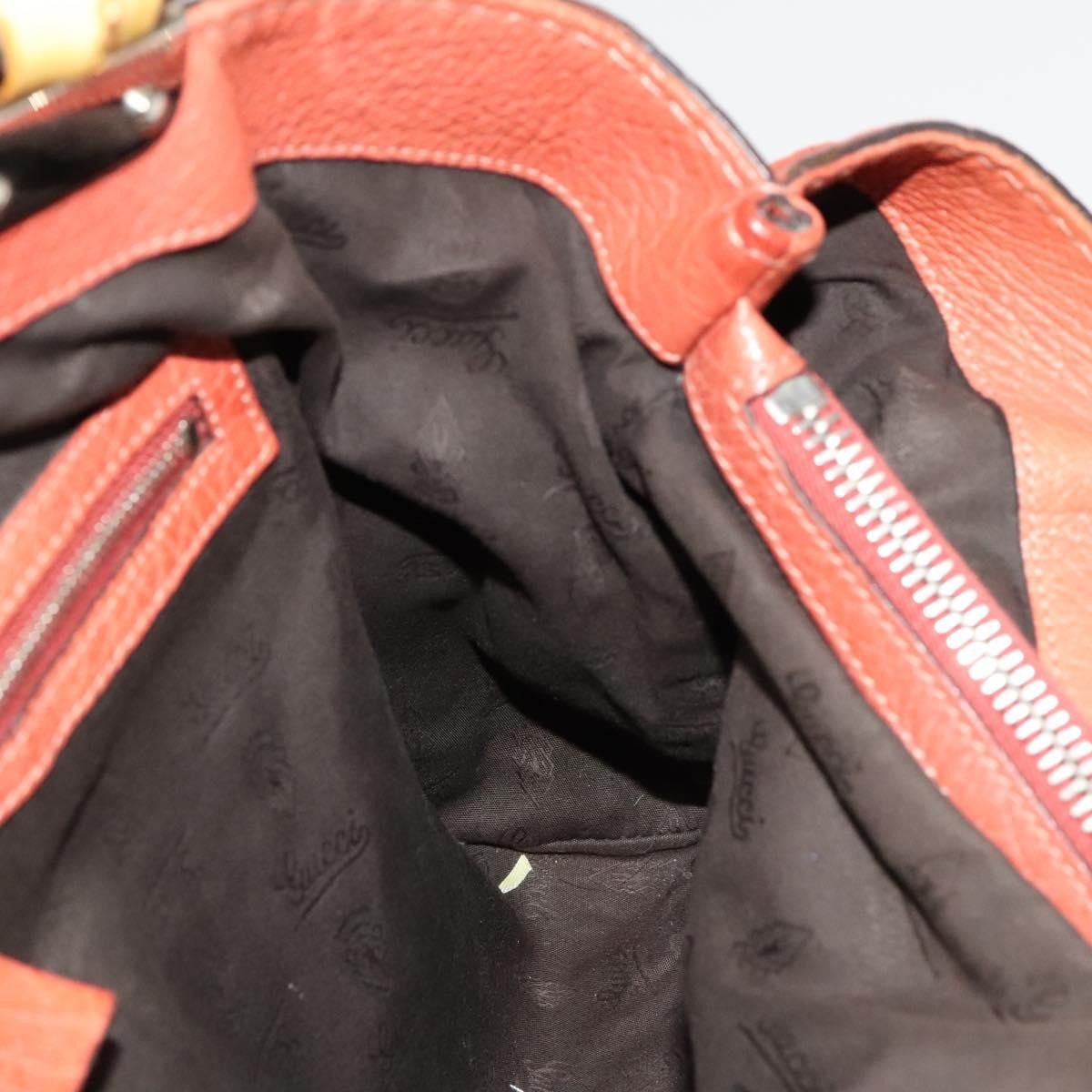 Gucci GUCCI Bamboo Tote Bag Leather Orange Gold Size ONE SIZE - 18 Thumbnail