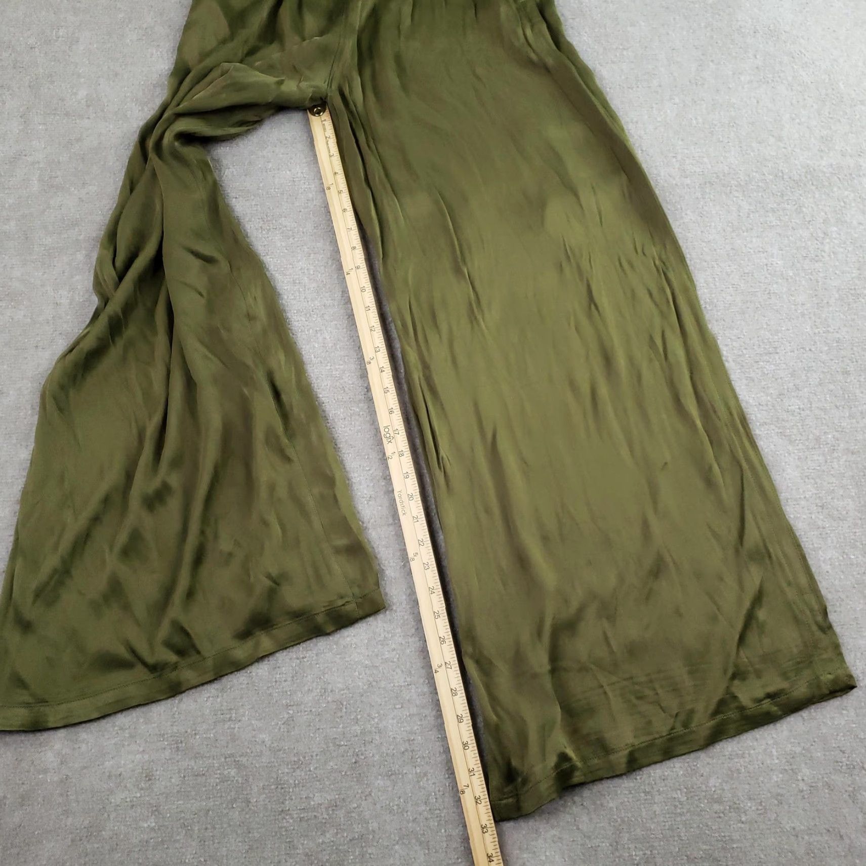 Vintage Pilcro Jumpsuit Small Tall Olive Green Smocked Wide Leg Anthropologie Womens Size 28" / US 6 / IT 42 - 2 Thumbnail
