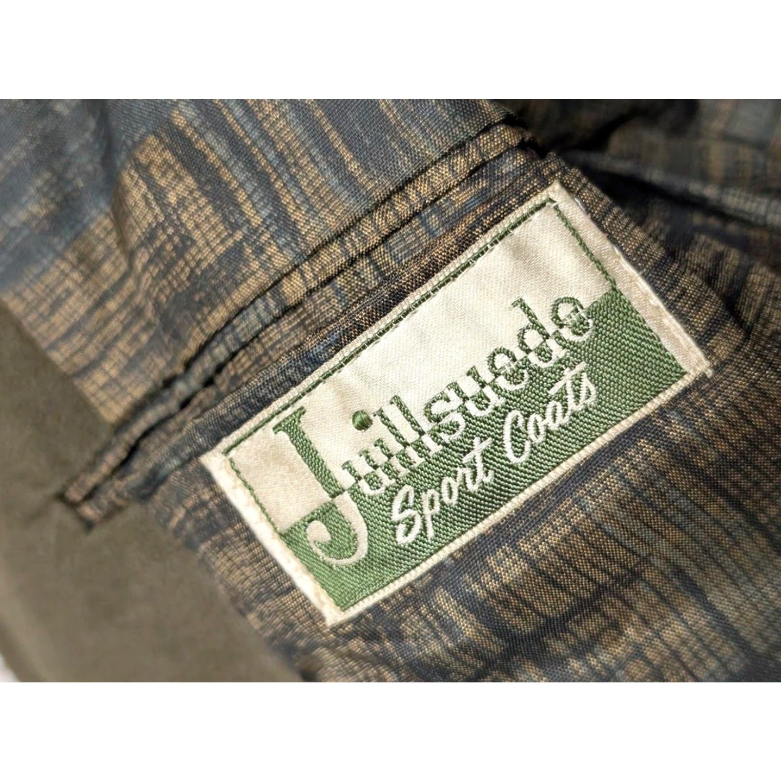 Velvet VINTAGE Juillsuede Velvet Blazer Jacket 40R Army Green Chamois Velvet Suede Notch 2/3 Roll Single-Breasted Mens Size 40R - 5 Thumbnail