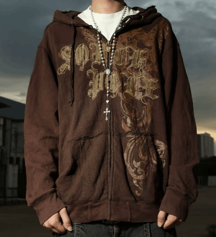 Japanese Brand Y2k Zipper Hoodie Letter Pattern Size US S / EU 44-46 / 1 - 4 Thumbnail