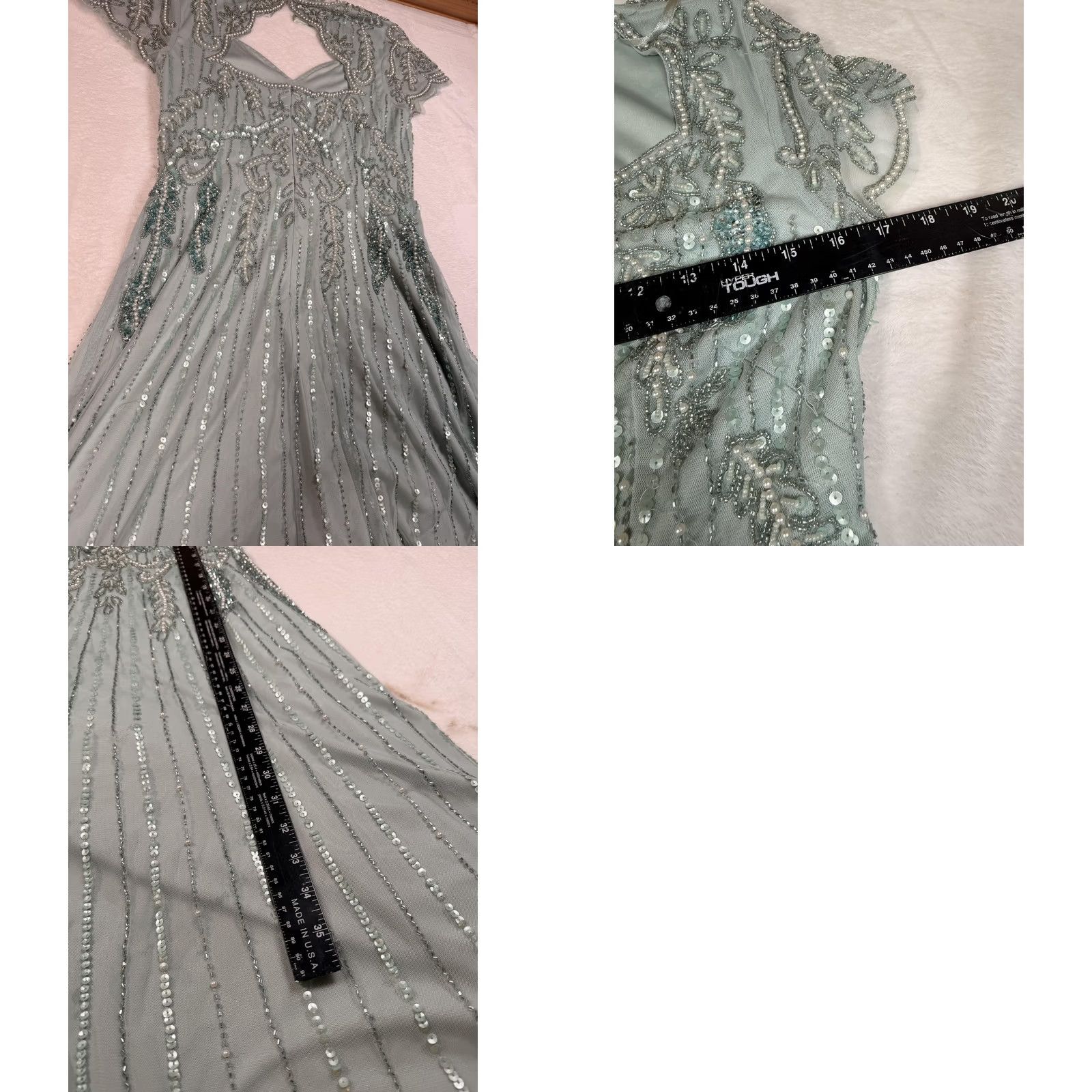 Adrianna Papell Adrianna Papell Dress Womens 6 Blue Beaded Tulle Sweetheart Maxi Gown Formal Size M / US 6-8 / IT 42-44 - 9 Thumbnail